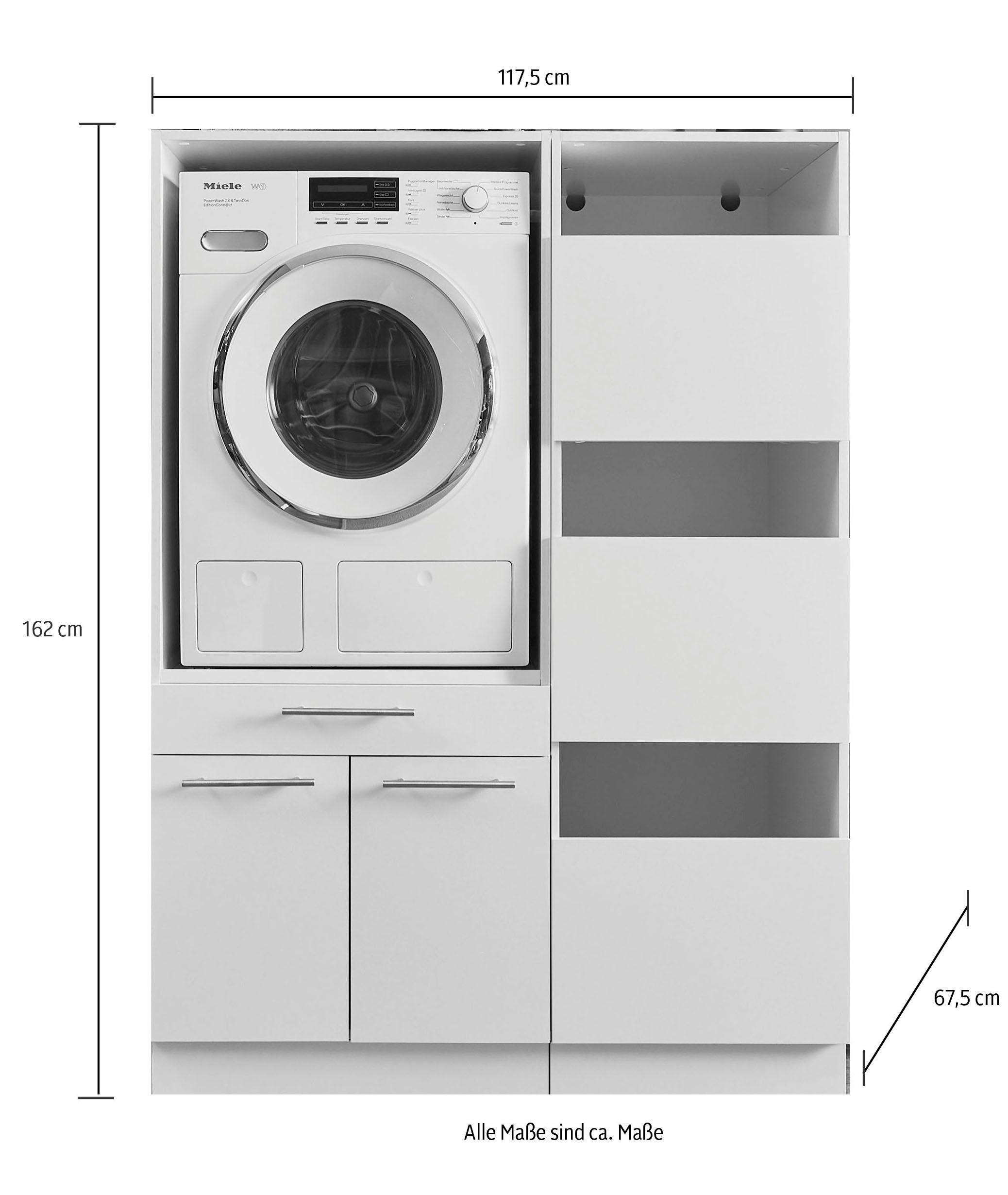 weiß LAUNDREEZY LDSK4, 117,5 Mehrzweckschrank-Set Breite cm Laundreezy