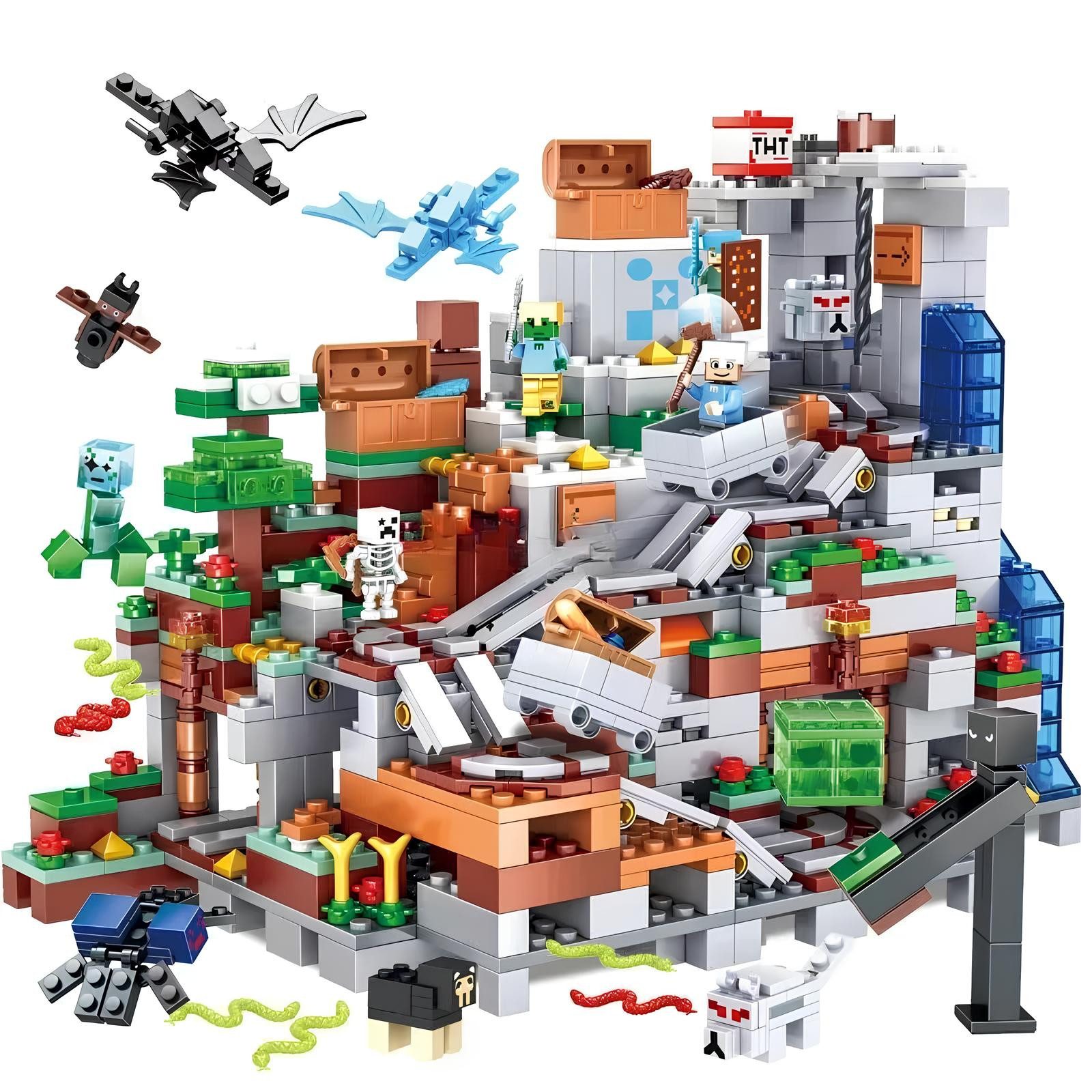 Athlix Klemmbausteine Set kompatibel mit Lego für Minecraft Fans Baustein Spielbausteine