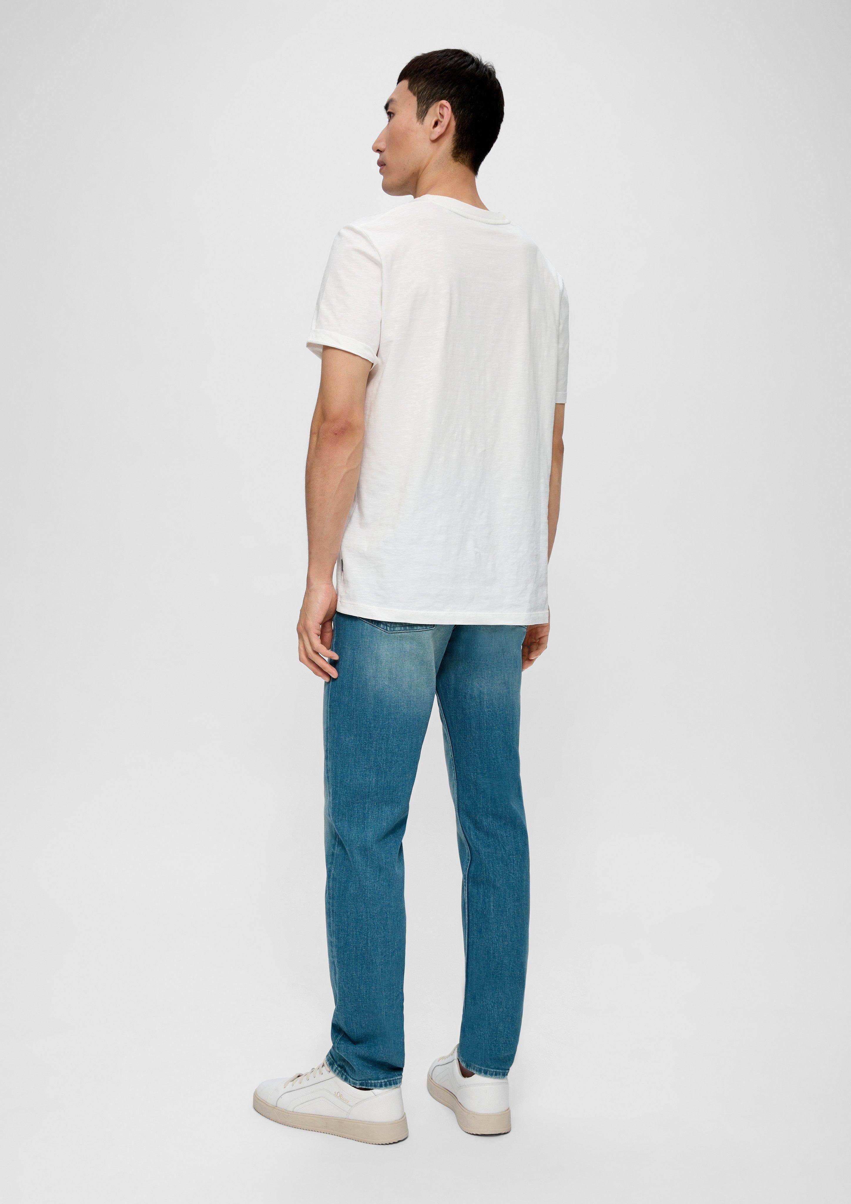 s.Oliver Stoffhose Slim Baumwollstretch Fit / Slim / Nelio Label-Patch Jeans Rise / / blau Leg Mid