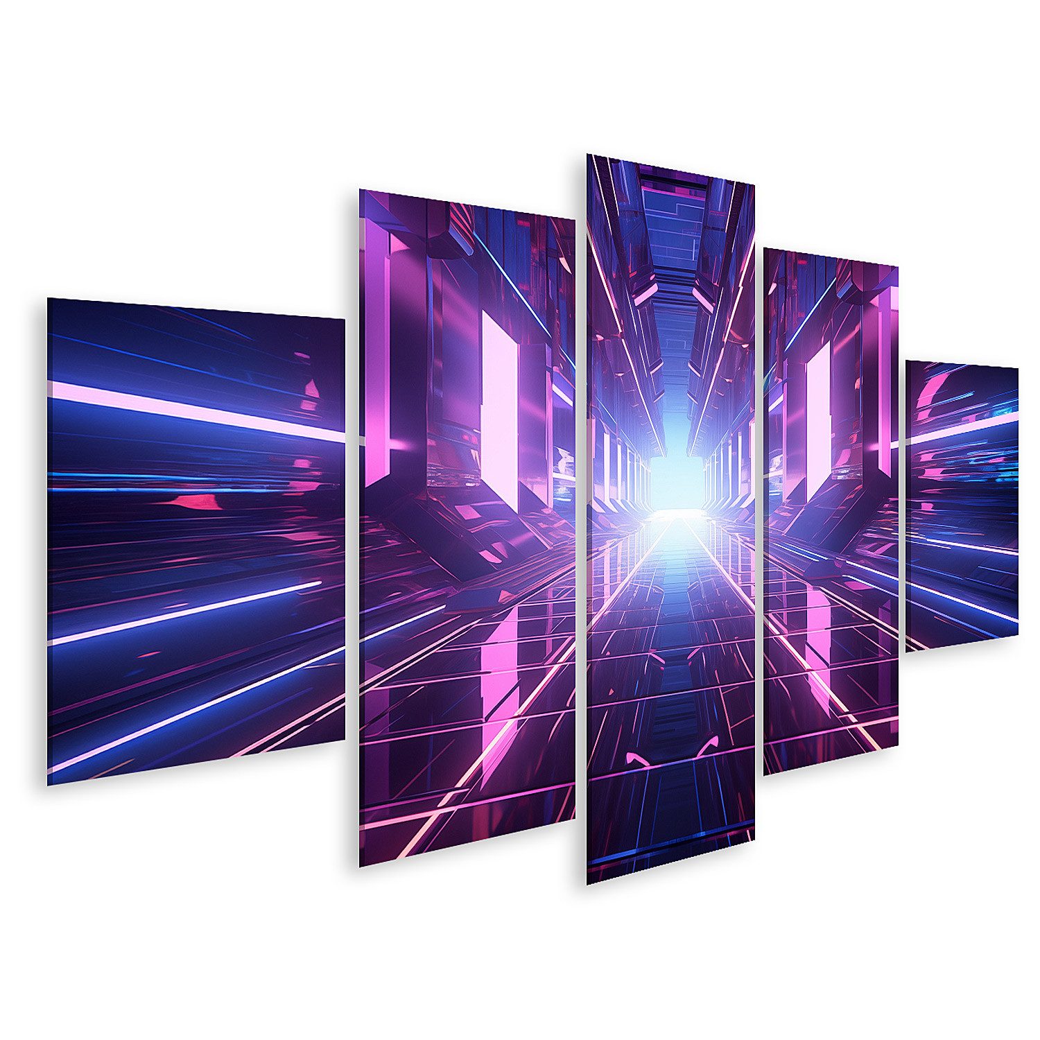 islandburner Leinwandbild abstrakte futuristische Neon farbige Lichter Strahl fluoresz Bilder