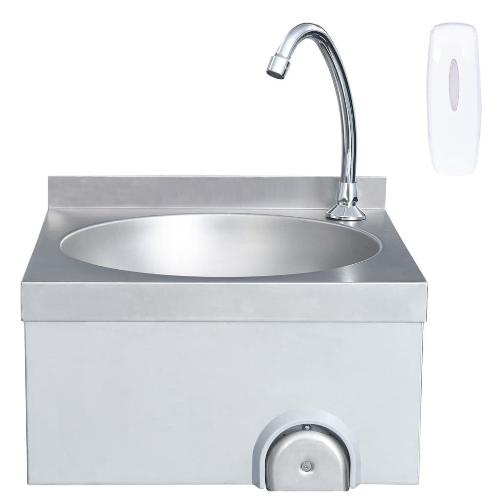 vidaXL Granitspüle Handwaschbecken mit Wasserhahn und Seifenspender Edelstahl, 40/40 cm