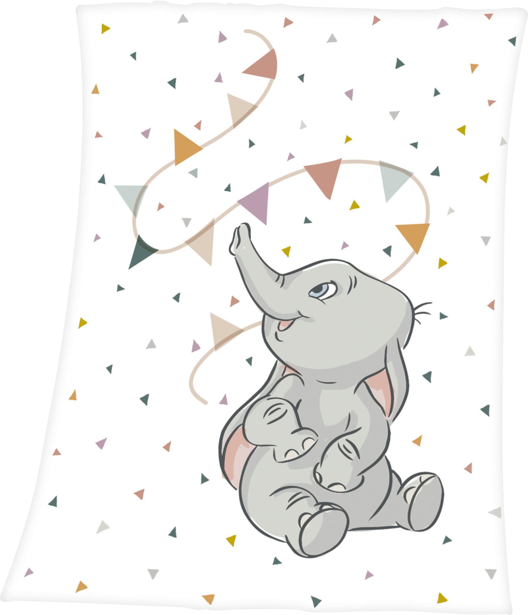 Babydecke Dumbo, Disney, mit liebevollem Dumbo Motiv, Kuscheldecke,  STANDARD 100 by OEKO-TEX® geprüfte Qualität