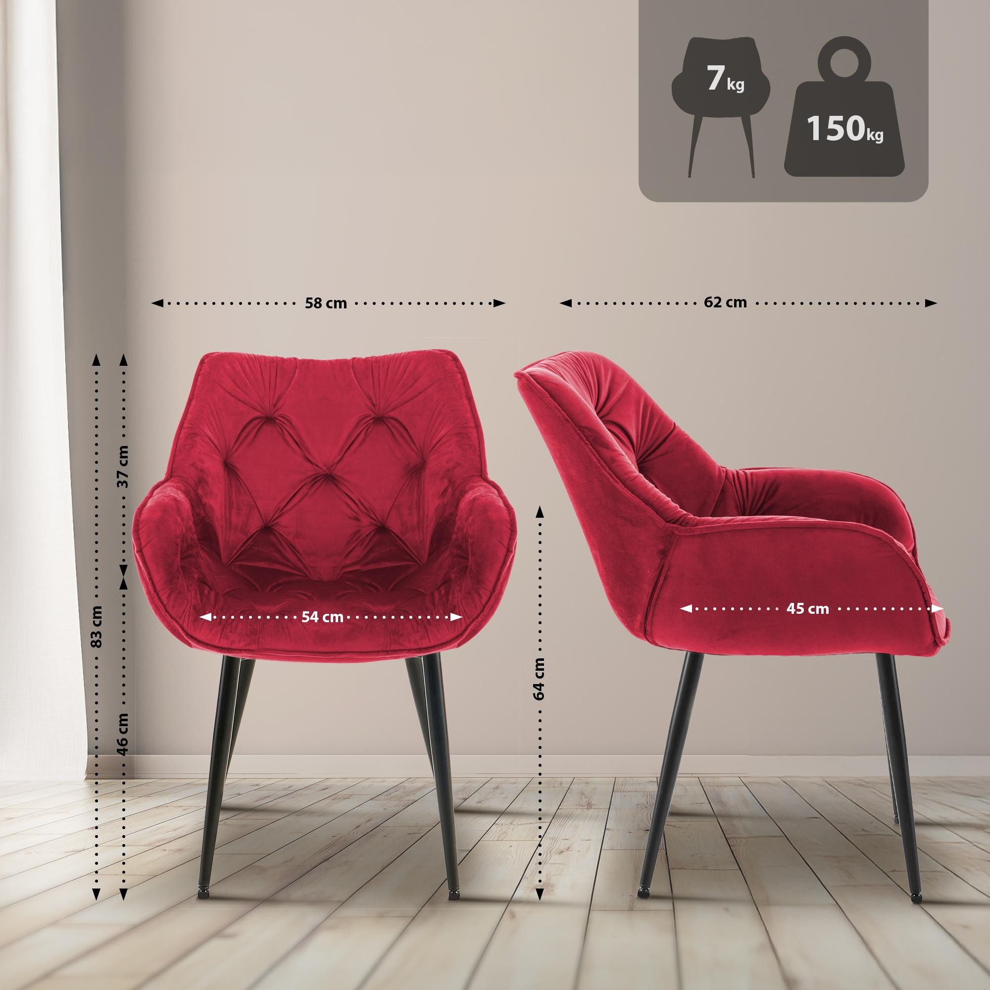 CLP Esszimmerstuhl Tanna Samt (4er Set, 4 St), Armlehnen, Metallgestell günstig online kaufen