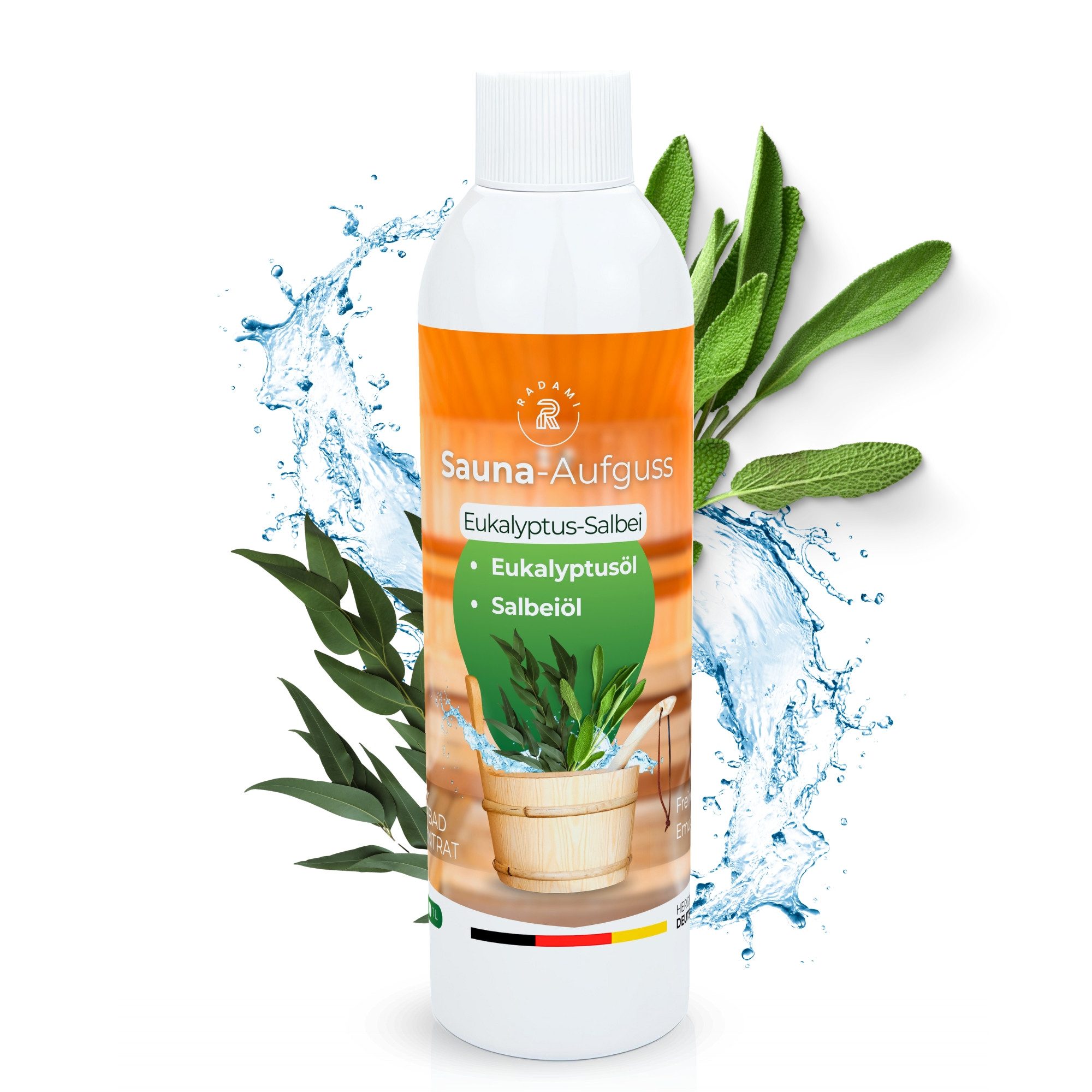 Radami Aufgusskonzentrat Saunaduft Saunaaufguss Sauna Duft Aufguss Eukalyptus Salbei 250ml, 250 ml