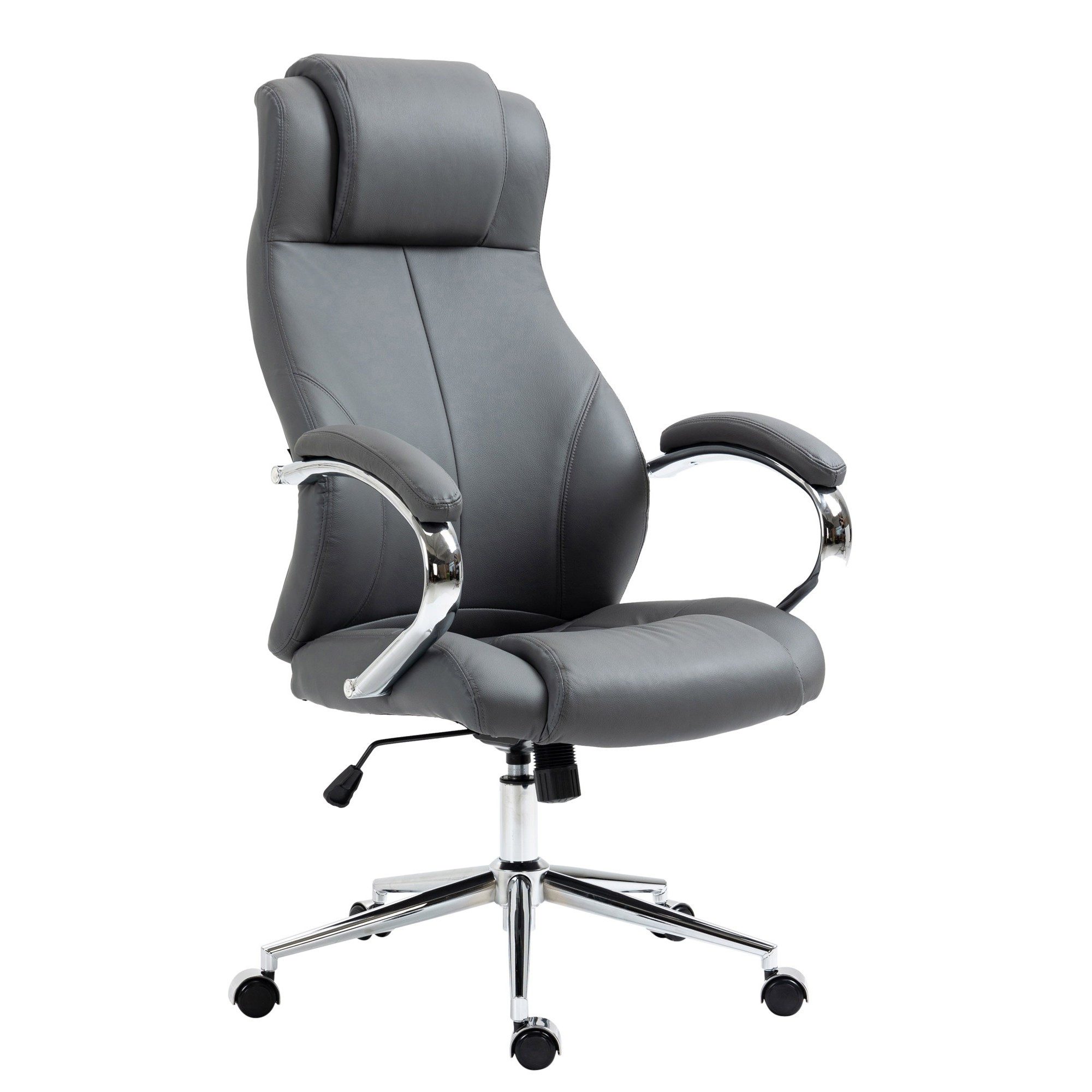 CLP Bürostuhl Chefsessel Schreibtischstuhl Drehstuhl (Spar-Set, 1 St), Echtleder, Kopfstütze, Wippmechanik, bis 136 kg