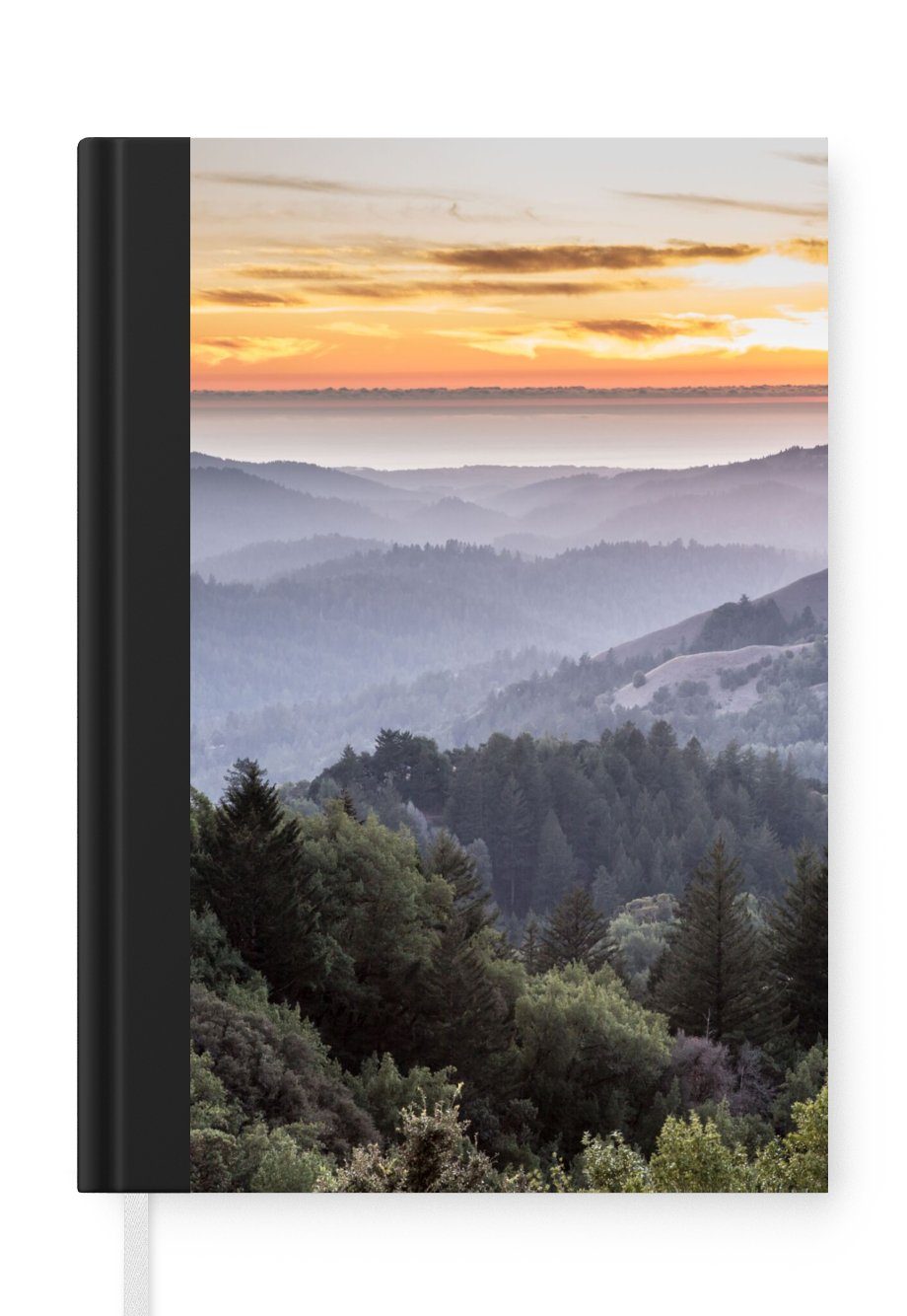 Landschaft, - A5, Notizheft, - Wald Tagebuch, Notizbuch - MuchoWow Seiten, Haushaltsbuch Merkzettel, Sonne 98 Journal, Berge