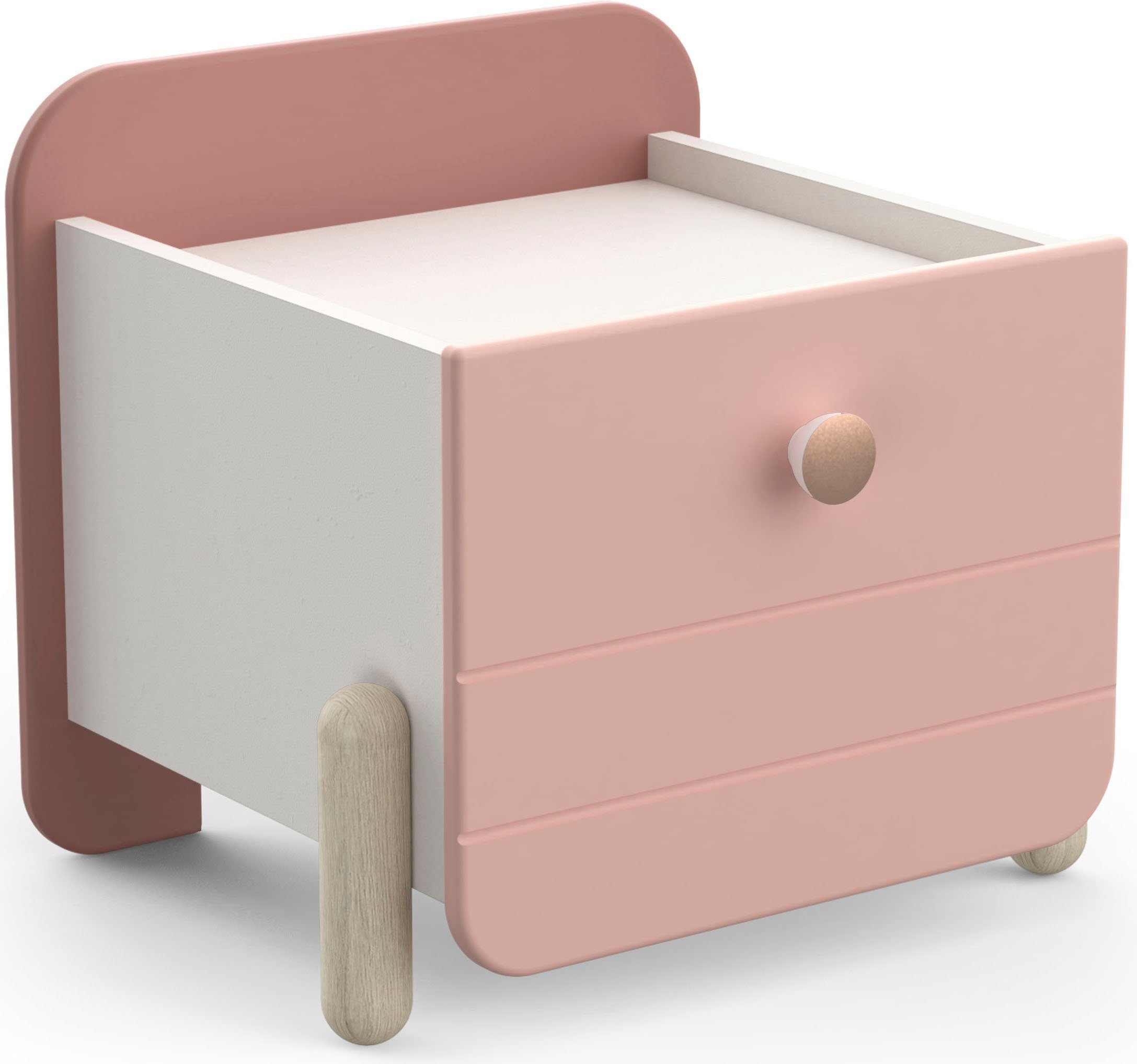 Demeyere GROUP Nachtkommode Jade, Schublade mit Rollenauszügen, Runde Knopfgriffe mit Roségold-Finish