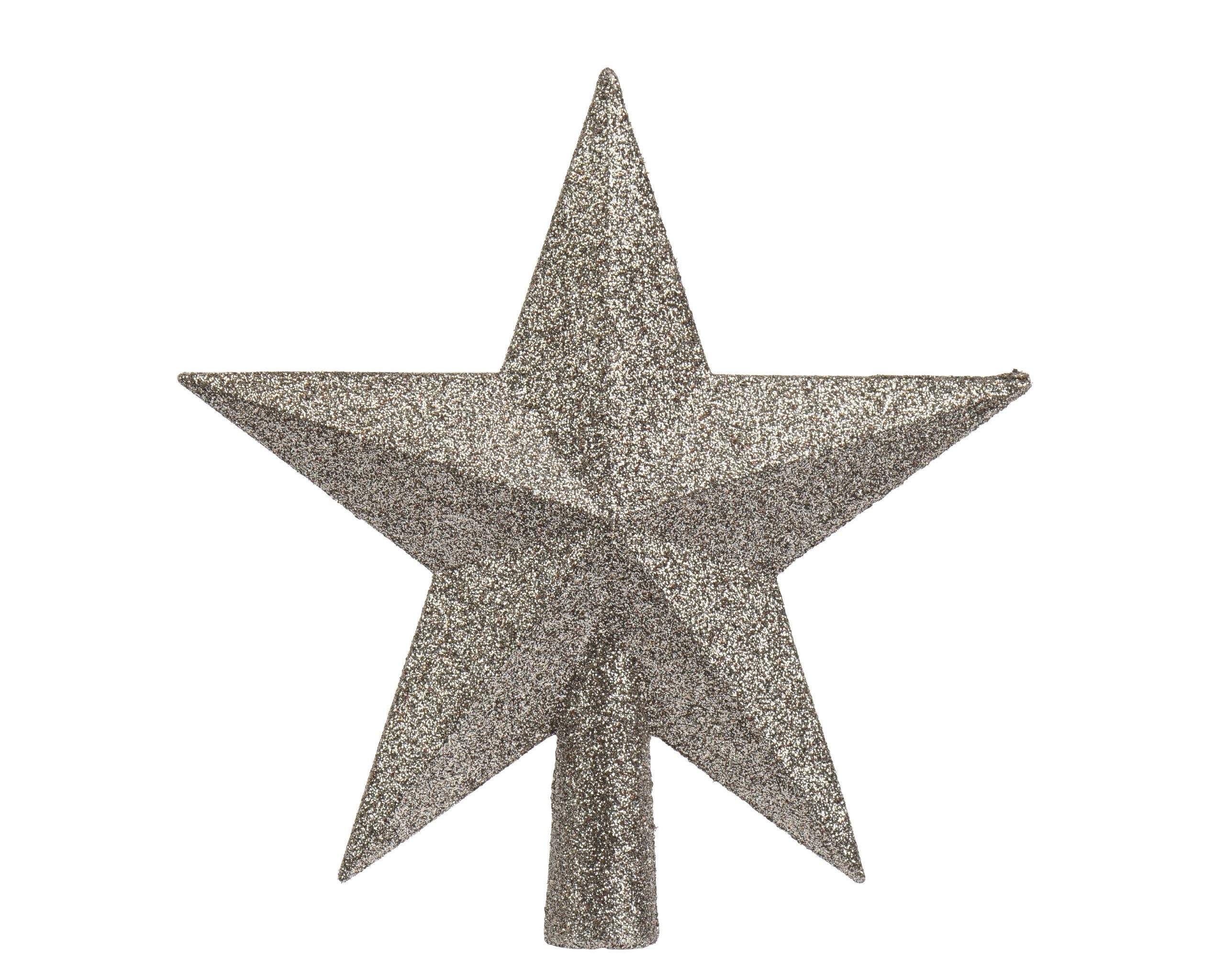 Kaemingk Christbaumspitze, Christbaumspitze Stern mit Glitzer 19cm Kunststoff - Rauchperle