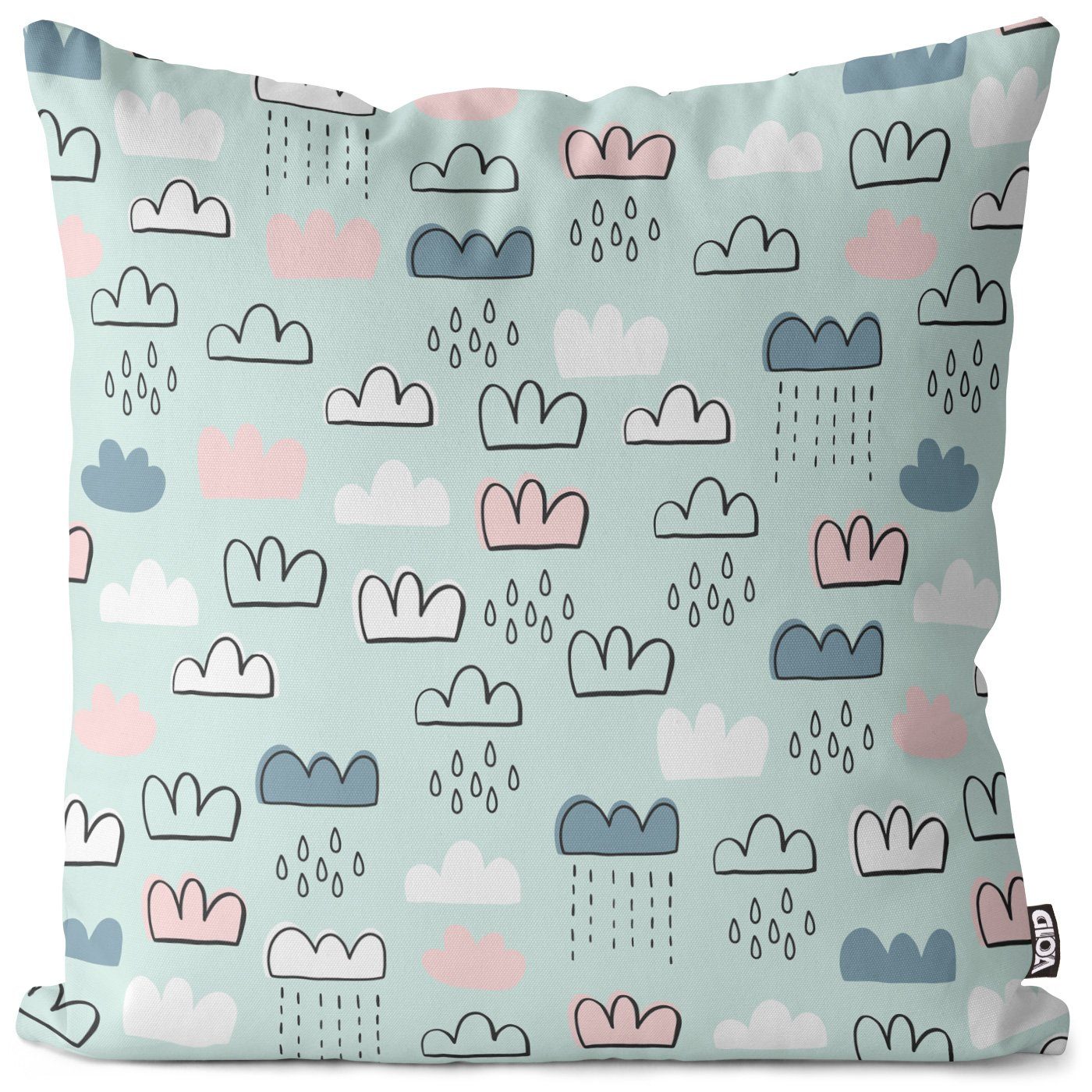 Kissenbezug, VOID (1 Stück), Sofa-Kissen Kinder Kinderzimmer Wolken Himmel Regenbogen Regenwolken Natur Bad Zeichnung Süß Baby Mint