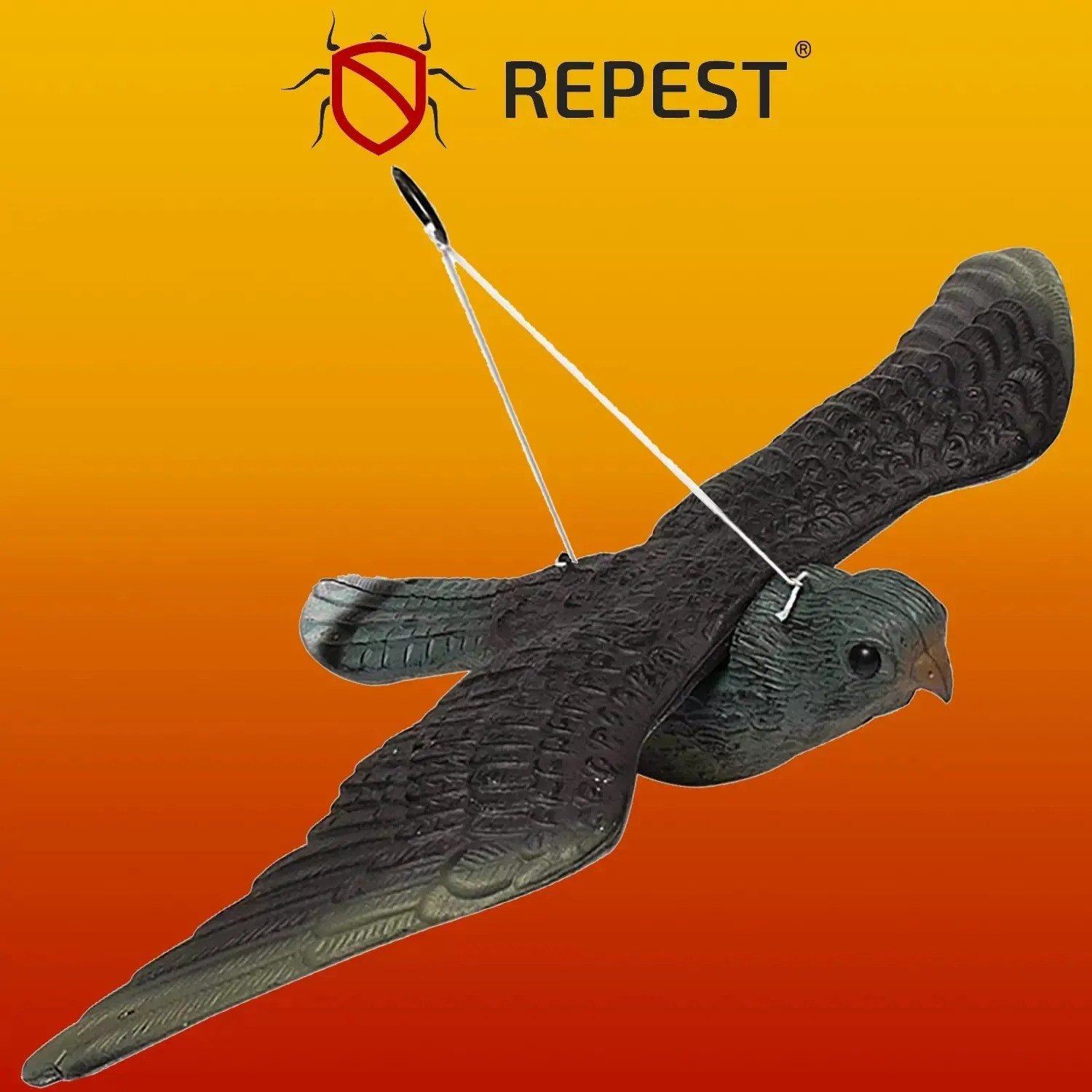 Repest Tierabwehr-Attrappe Vogelabwehr Falkenimitation, (Spar-Set, 1-St., 51x34x8 cm windbeweglich), Realistische Falkenoptik, wetterfest, beweglich