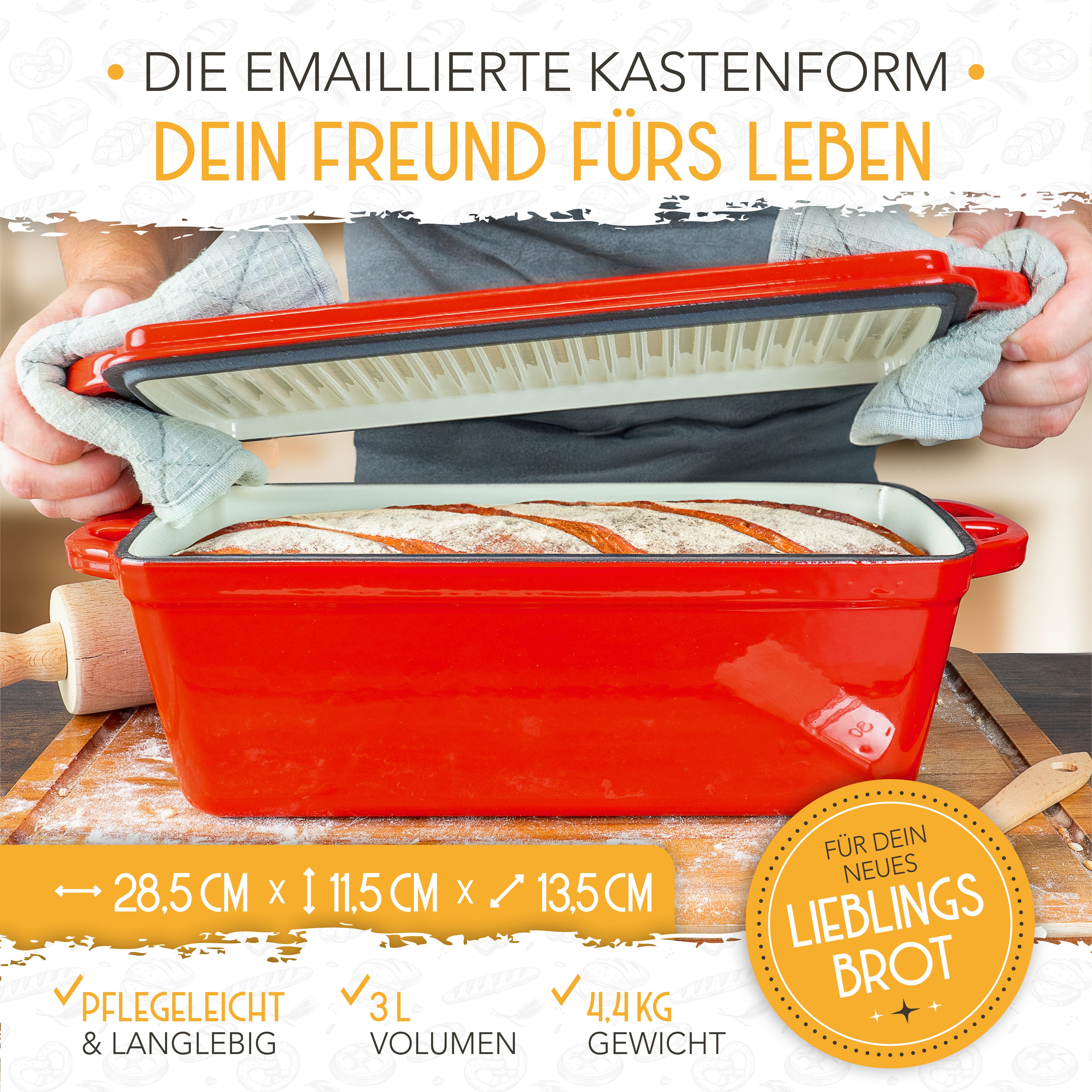 Krustenzauber Brotbackform Brotbackform Gusseisen Topf Brot Backen [inkl. Gärkorb] – Bild 5 von 5