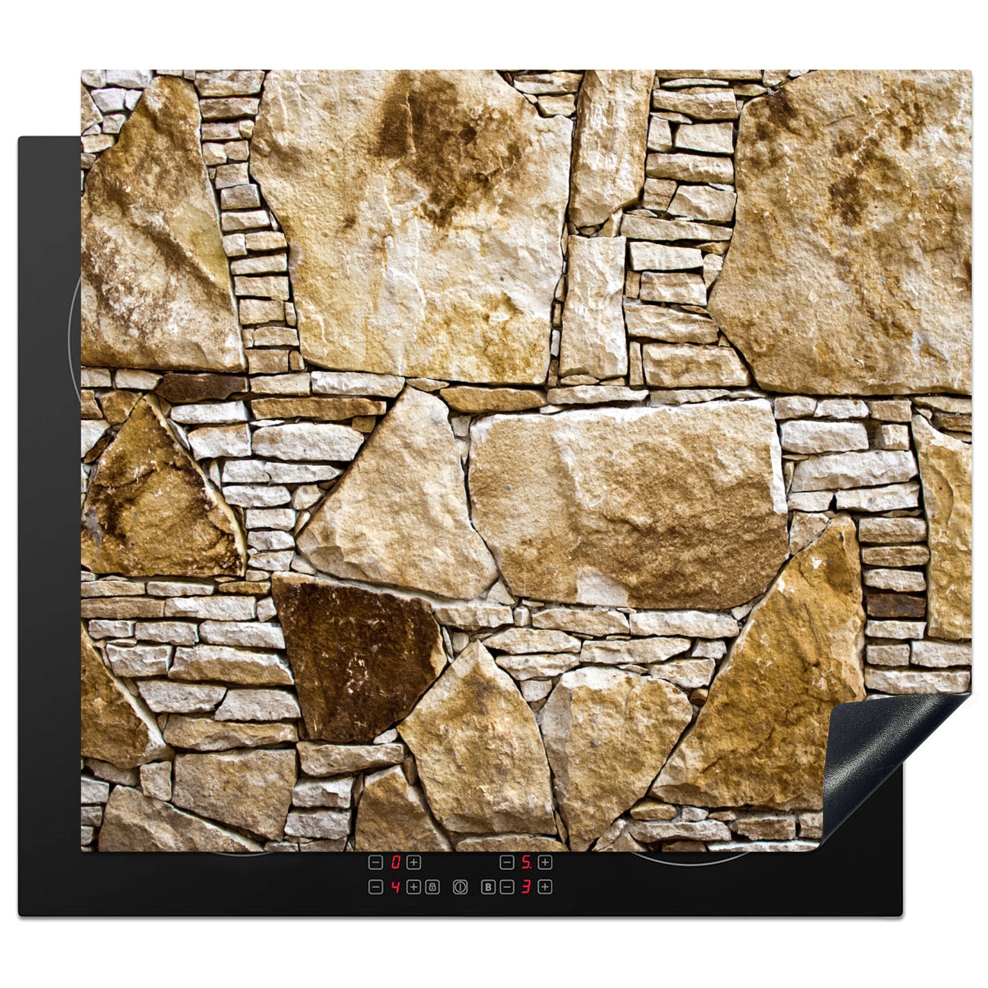 MuchoWow Herdblende-/Abdeckplatte Felsbrocken - Mauer - Steine, Vinyl, (1 tlg), 58x51 cm, Küchen Dekoration für Induktionsherd, Induktionskochfeld