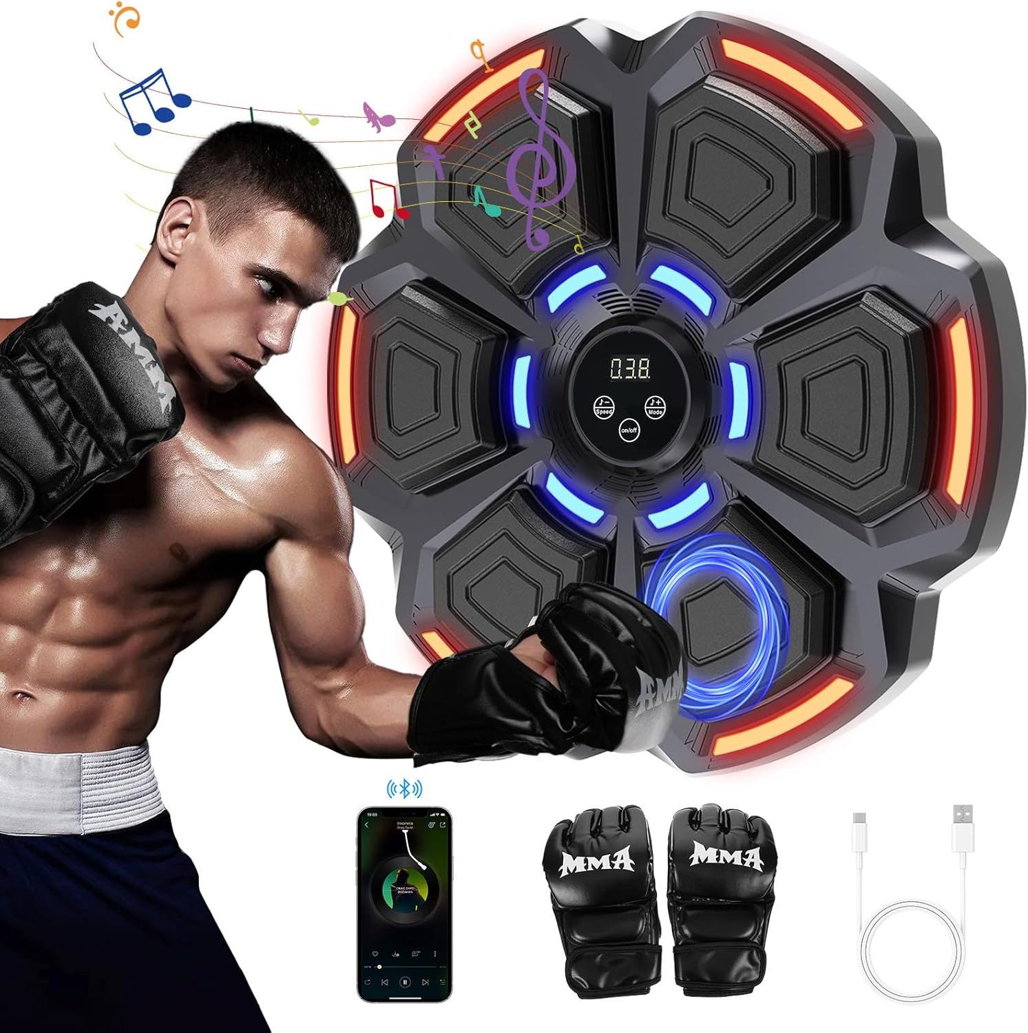 LIANNA Trainingshilfe Musik-Box-Automat für Boxtraining, Bluetooth-Verbindung, Wandmontage Musik-Boxmaschine,unterhaltsames Boxtraining zu Hause