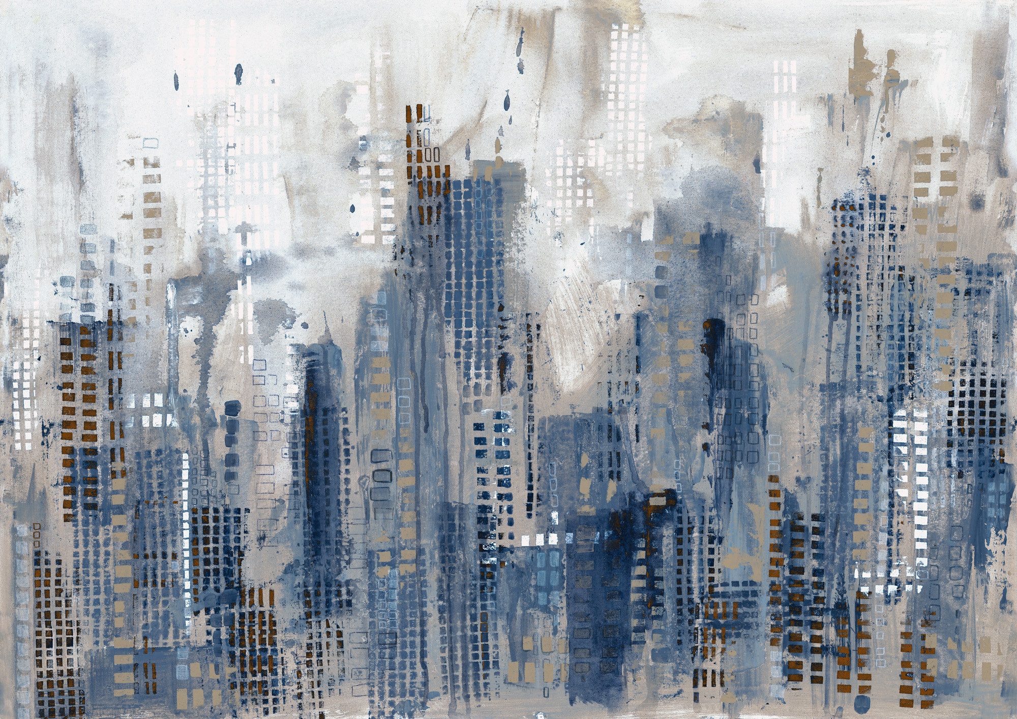 Rasch Fototapete Skyline New York City - Vliestapete Blau, bedruckt, (1 Rolle, 1 St., Kollektion 'Magicwalls' - 3 m x 4,24 m), Lichtbeständige Farben - Feucht abwischbar - Restlost abziehbar