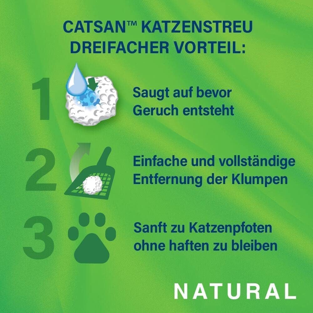 CATSAN Katzenstreu NATURAL Klumpstreu 20l (XXL Vorratspack), 100% biologisch abbaubar