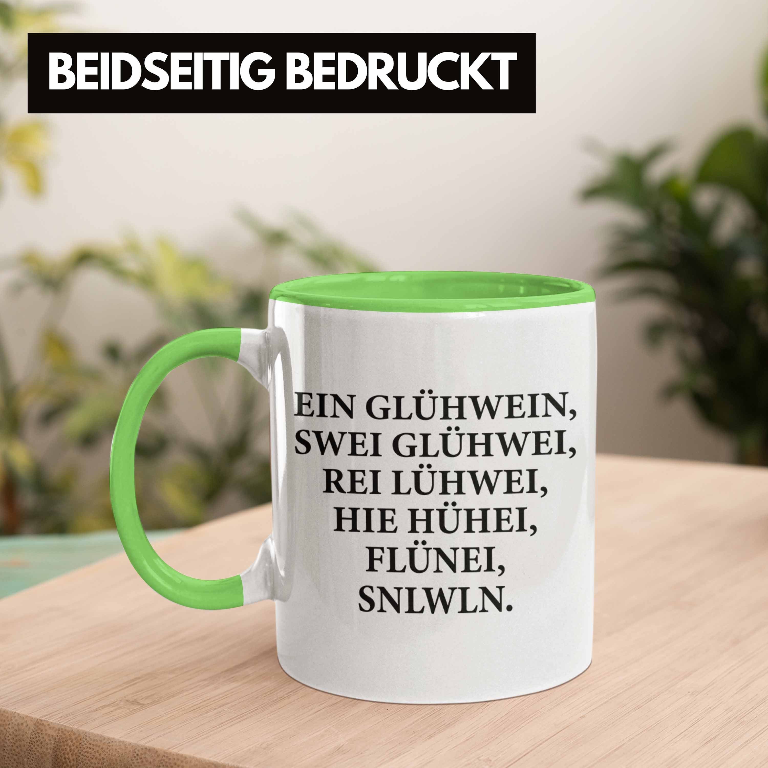 Becher - Trendation Glühwein mit Weihnachtsmarkt Glühweinbecher Swei Lustig Tasse Henkel Gläser - Grün Ein Glühweintassen Tasse Doppelwandig Ein Tassen Spruch Trendation Geschenk Glühwein