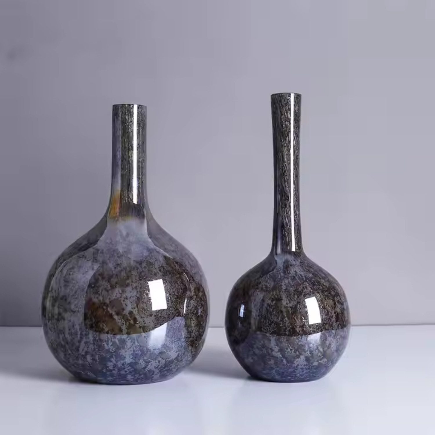 Quality Elegance Dekovase 2er Set Dekorative Glasvasen – Farbige Designvasen aus dickem Glas (Set, 2 St., 2 tlg), Dekorative Glasvasen