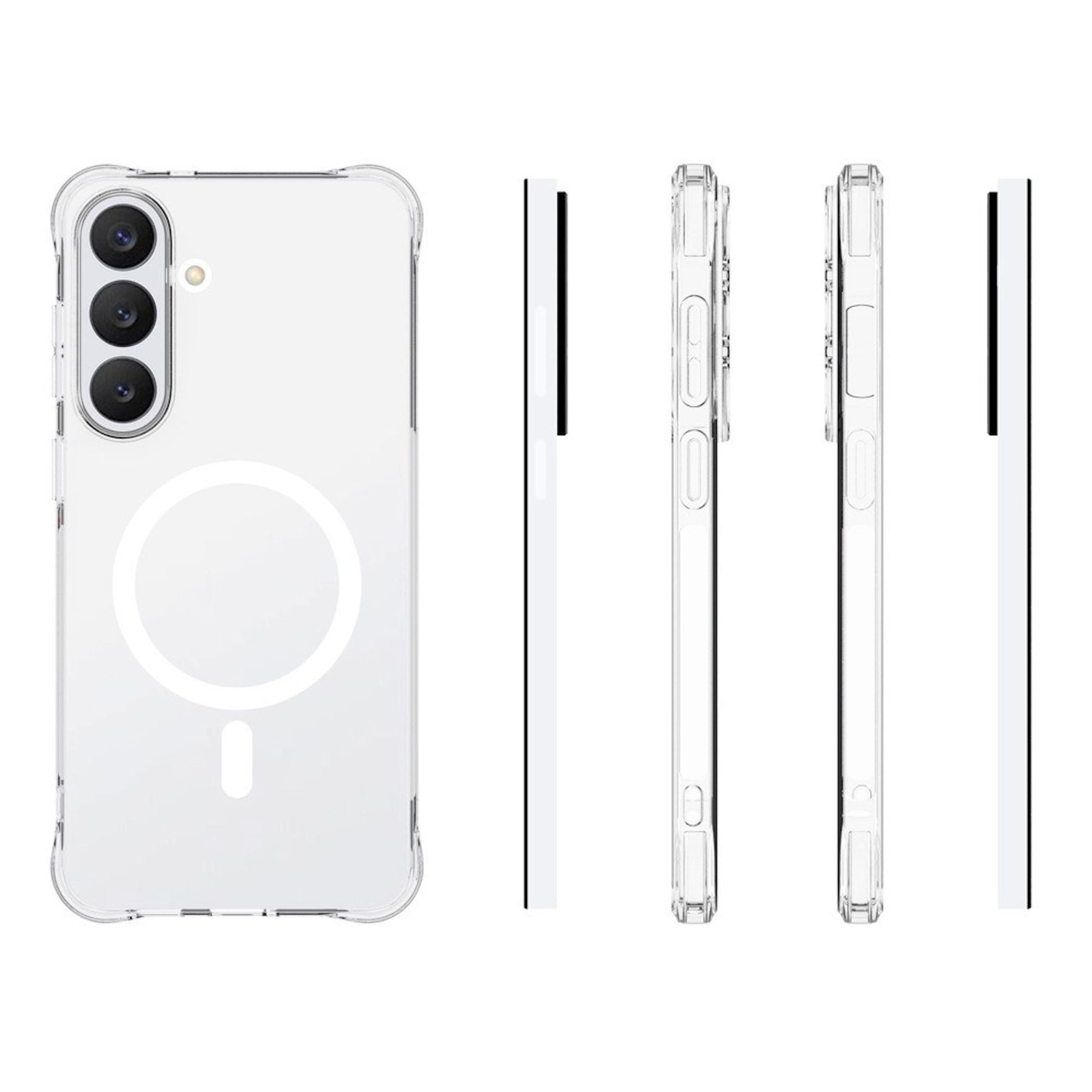 Wigento Handyhülle MagSafe für Samsung Galaxy S26 FE Magnetring Stoßschutz Transparent 6,7 Zoll, Magnetring, Anti Drop Schutz, verstärkte Ränder – Bild 5 von 5