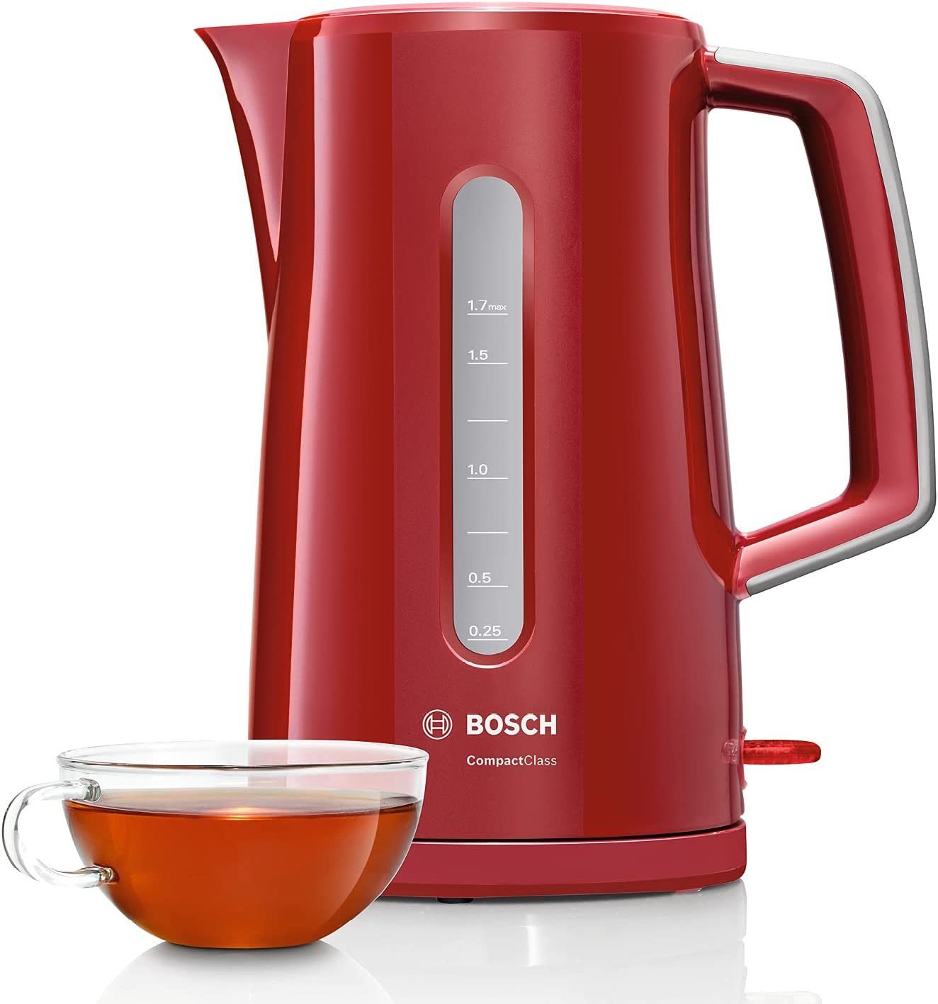 kabelloser Wasserstandsanzeige 2400 W BOSCH Rot Wasserkocher CompactClass, Wasserkocher