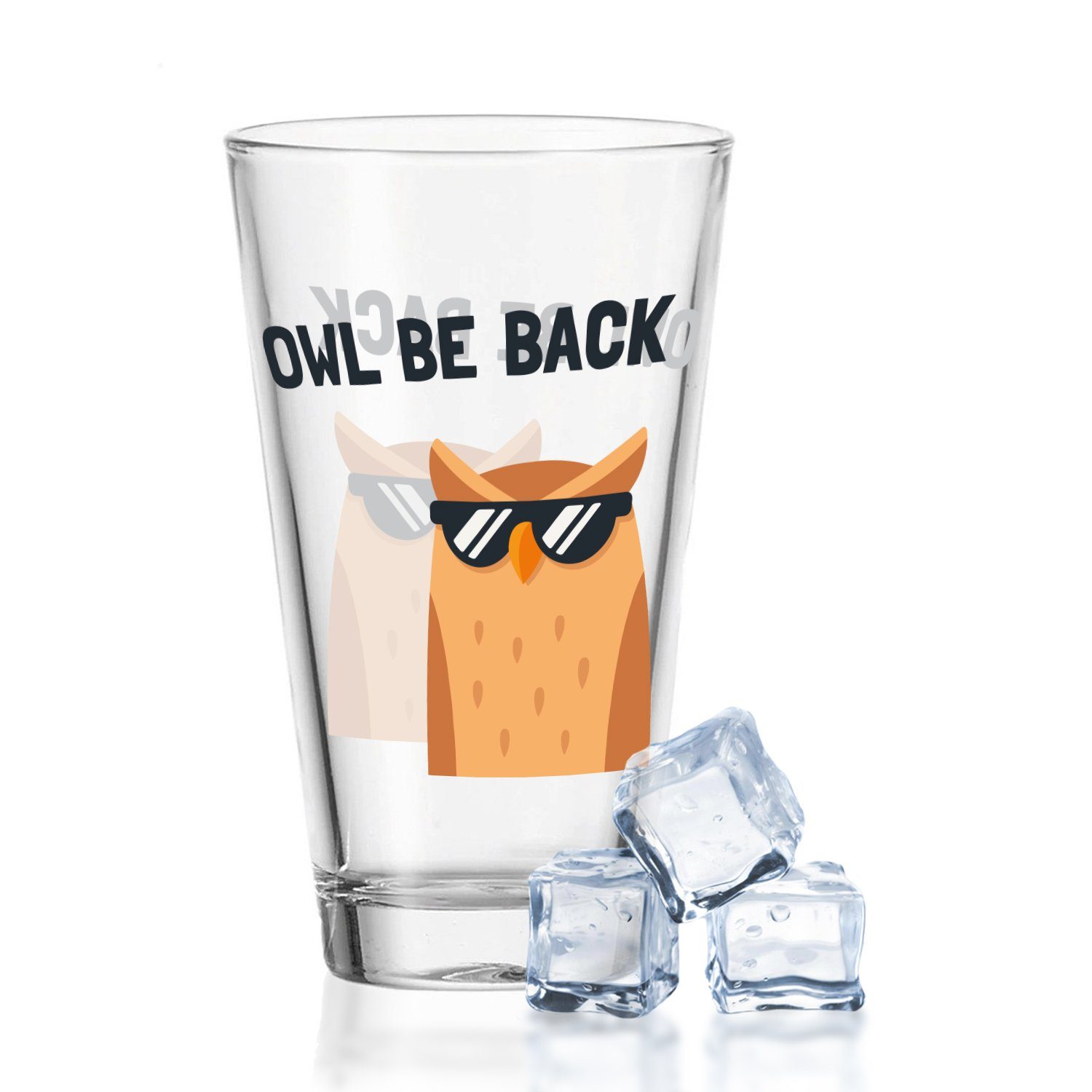 GRAVURZEILE Glas Wasserglas mit UV-Druck - im Owl be back Design -, Glas