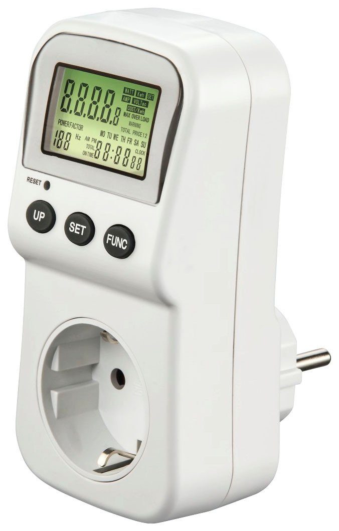 Stromzähler Energiekostenmessgerät, Hama mit LCD-Anzeige digitaler Steckdose, für