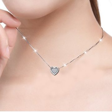 Limana Herzkette 4in1 Damen Kette mit Herz 925 Silber Anhänger Frauen Geschenk Liebe, Zirkonia Halskette