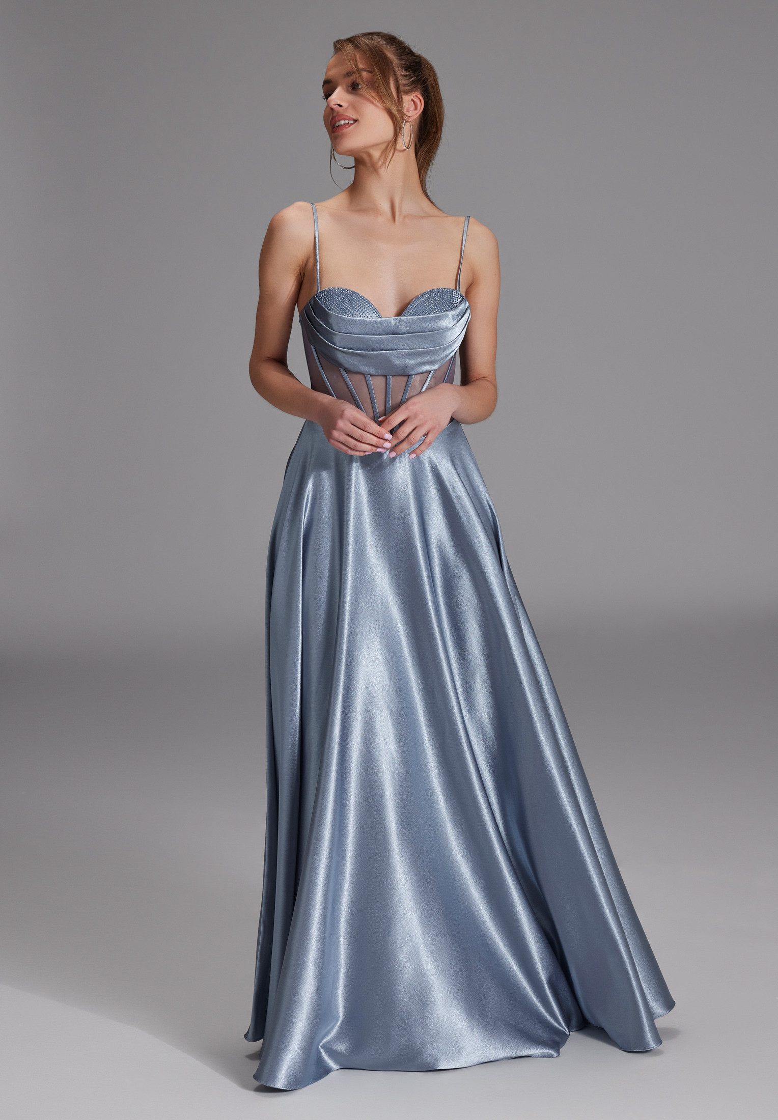 Hey Kyla Abendkleid - See-through-Corsagenkleid mit Ziersteinen Taillierter Schnitt mit ausgestelltem Rockteil