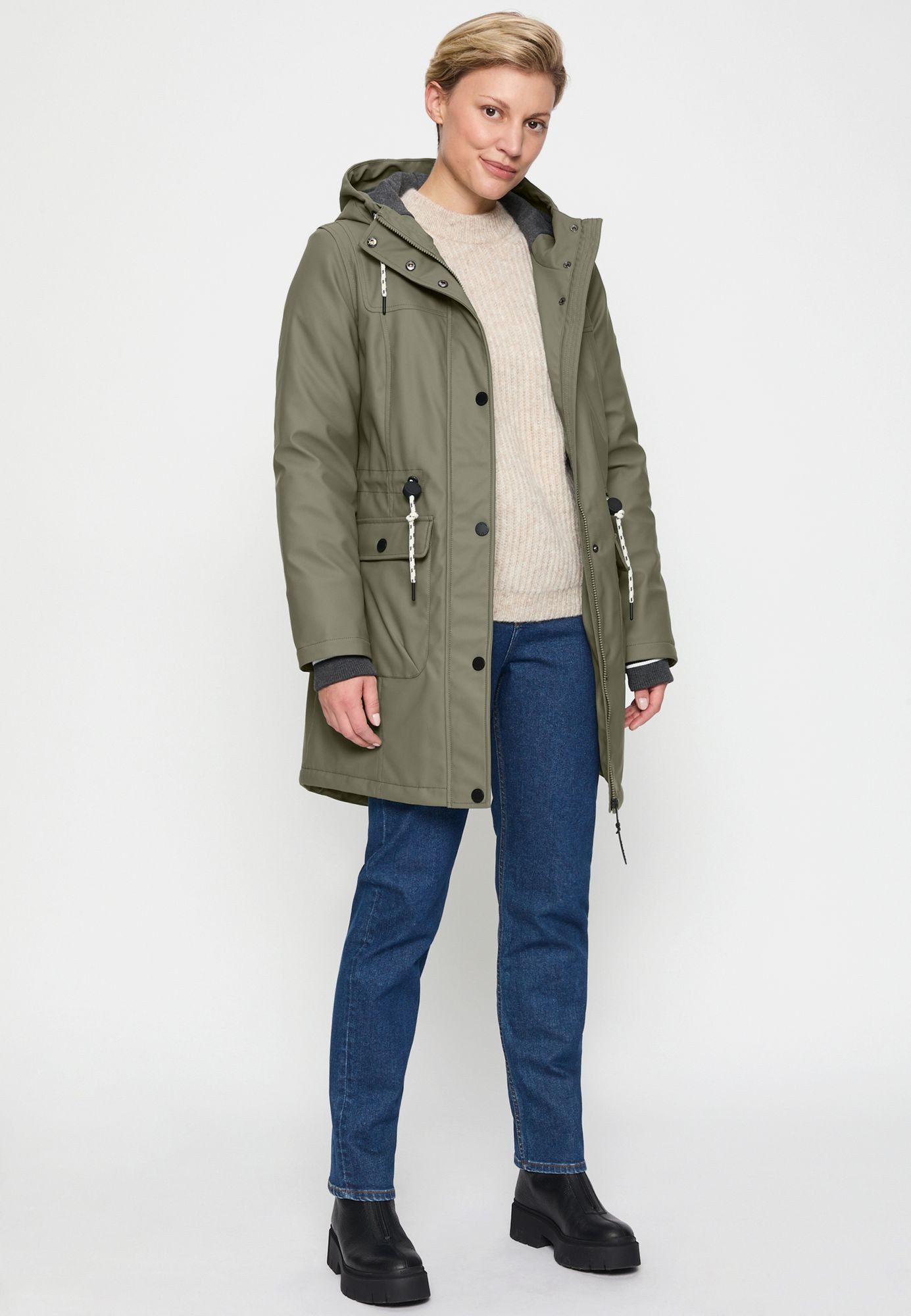 COVERED Regenjacke Paula2 L60355CO2 Sweatkapuze, Windschutz, Taillenkordel, Belüftungsöse, Diamantsteppung