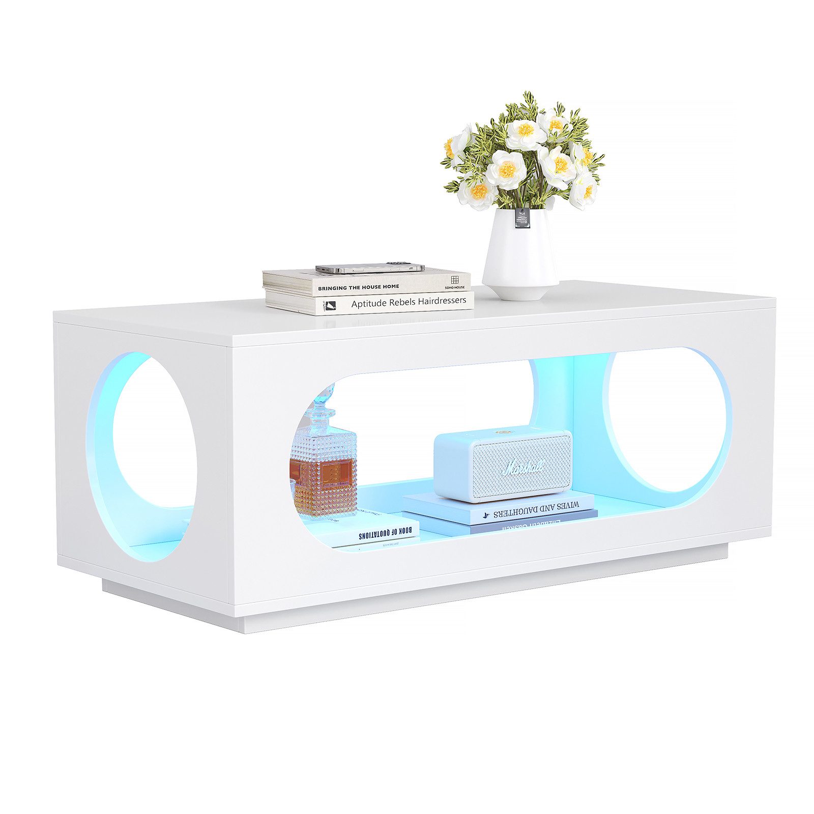 radelldar Couchtisch Wohnzimmertisch LED-Beleuchtung modern 108x50x44.5cm günstig online kaufen