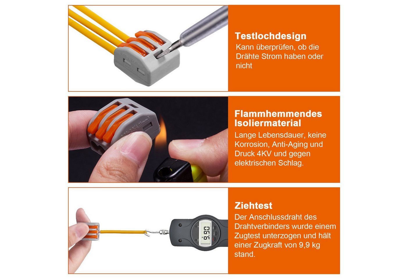 Thumbnail - RWEUOQ Verbindungsklemme Compact Steckverbinder, 120 Stück Kompakte Verbindungsstücke 3-IN-1, Kompakte Steckverbinder mi...