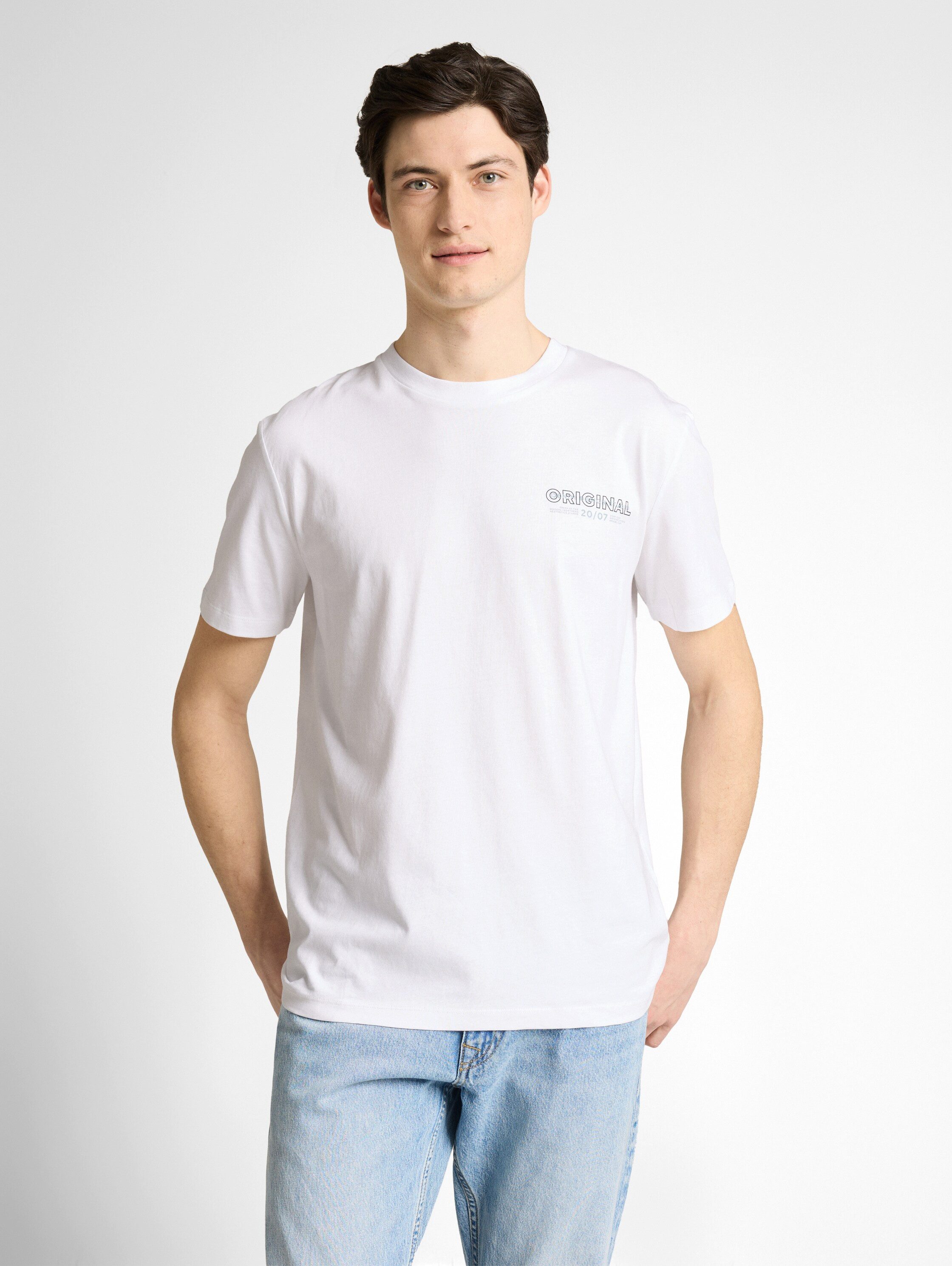 TOM TAILOR Denim Rundhalsshirt mit verschiedenen Logo Prints günstig online kaufen