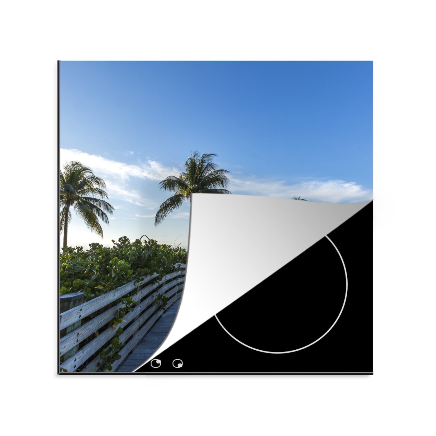 MuchoWow Herdblende-/Abdeckplatte Florida - Brücke - Grün, Vinyl, (1 tlg), 78x78 cm, Ceranfeldabdeckung, Arbeitsplatte für küche