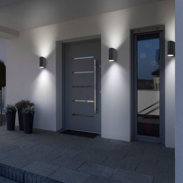 etc-shop Außen-Wandleuchte, Leuchtmittel nicht inklusive, Wand Leuchte Garten Lampe Up Down Terrassen Beleuchtung schwarz
