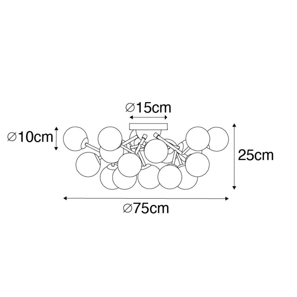Qazqa Deckenleuchte Bianca, ohne Leuchtmittel, Warmweiß, QAZQA Deckenleuchte, g9, Bronze, Glas, Art Deco