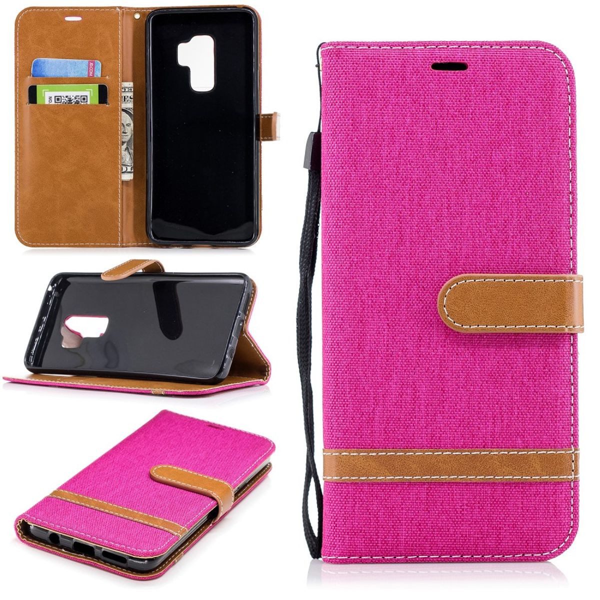 König Design Handyhülle Samsung Galaxy S9 Plus, Samsung Galaxy S9 Plus Handyhülle Bookcover Rosa