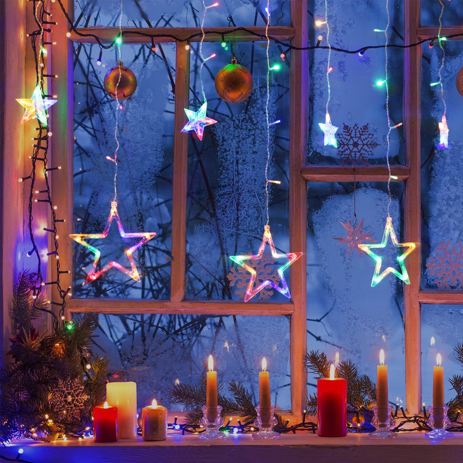 Salcar LED-Lichterkette »2m 138 LED Lichterkette Weihnachten, LED  Lichtervorhang Fenster mit 12 Sternen, Weihnachtsbeleuchtung Deko«, 8  Lichteffekte Modi, Memory-Funktion, Warmweiß online kaufen | OTTO