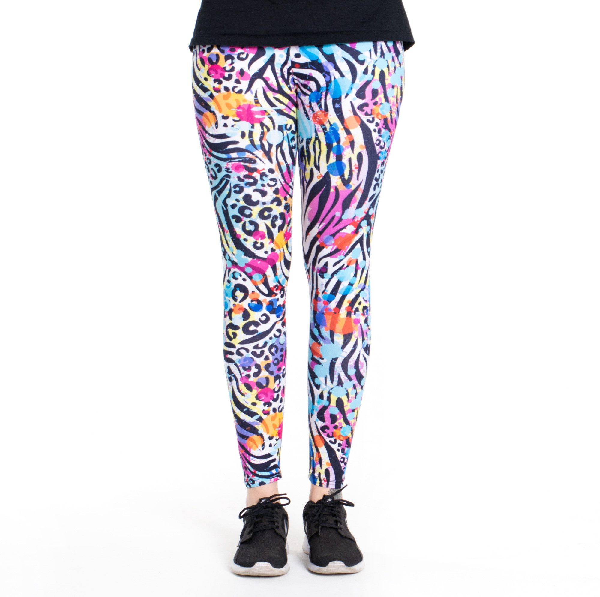 cosey Leggings Motiv-Leggings (Einheitsgröße) - Design Wild 80's (auffällige Motiv-Prints • figurbetonte Passform • schnelltrocknend, Einzelartikel) Design Wild 80's