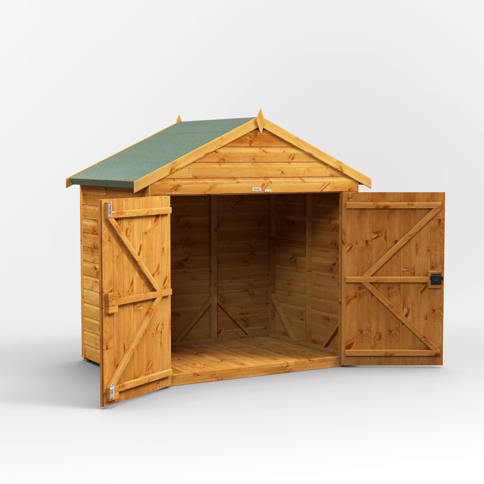 Powersheds Gerätehaus Fahrradschuppen mit Satteldach aus Nut- und Feder Vollholz, BxT: 120x180 cm, (Polyester-verstärkte Dachpappe, gehärtetes Glas, hochwertige – Bild 3 von 5