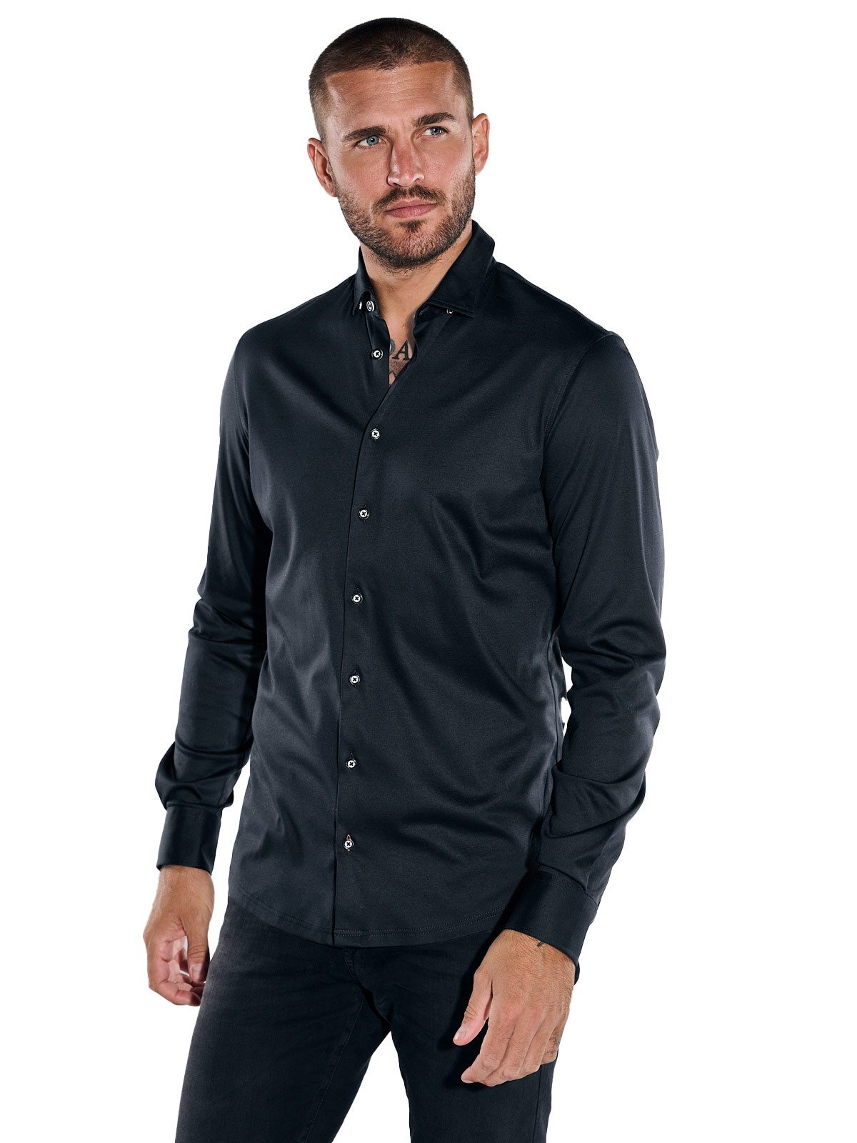 Langarmhemd Jersey-Hemd Langarm