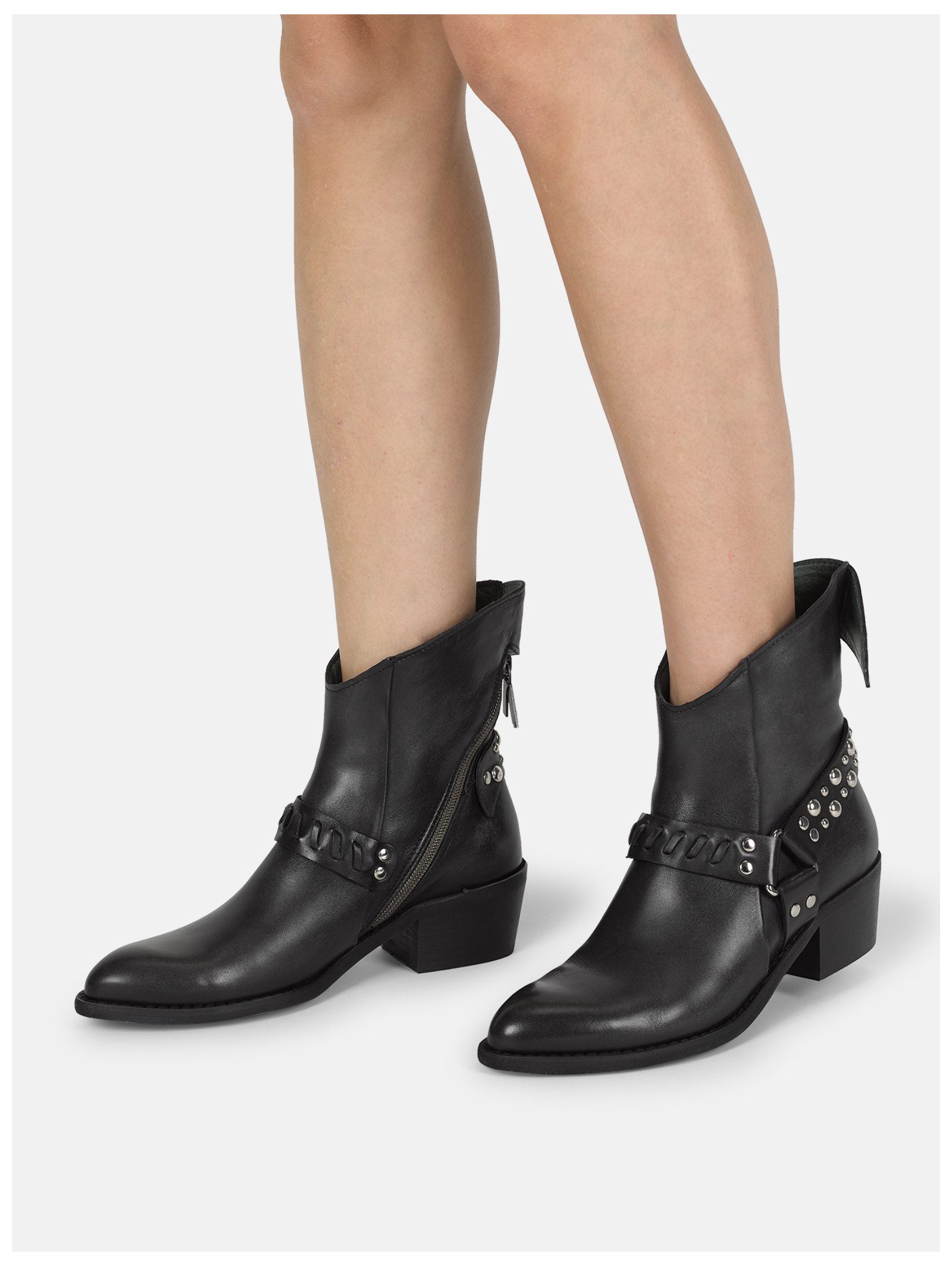 Felmini Stiefelette Leder . Cowboy Stiefelette