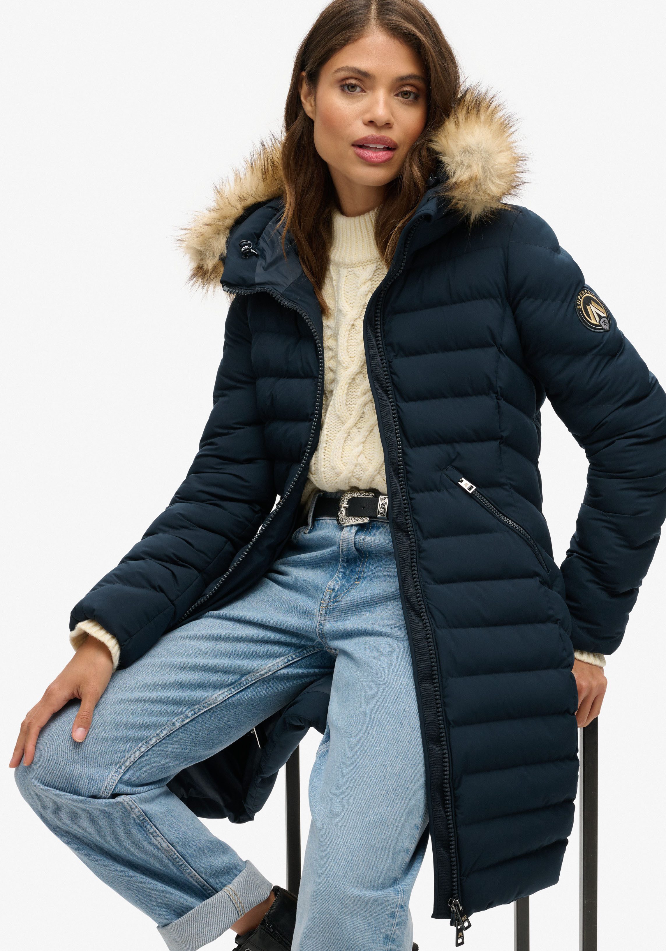 Superdry Steppjacke FUJI FAUX FUR HOOD günstig online kaufen