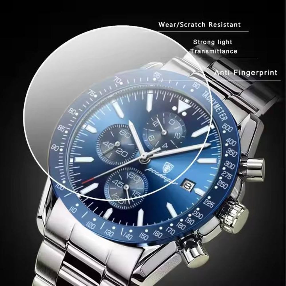 POEDAGAR Quarzuhr Poedagar 988 Luxusuhr Edelstahl Chronograph für Herren