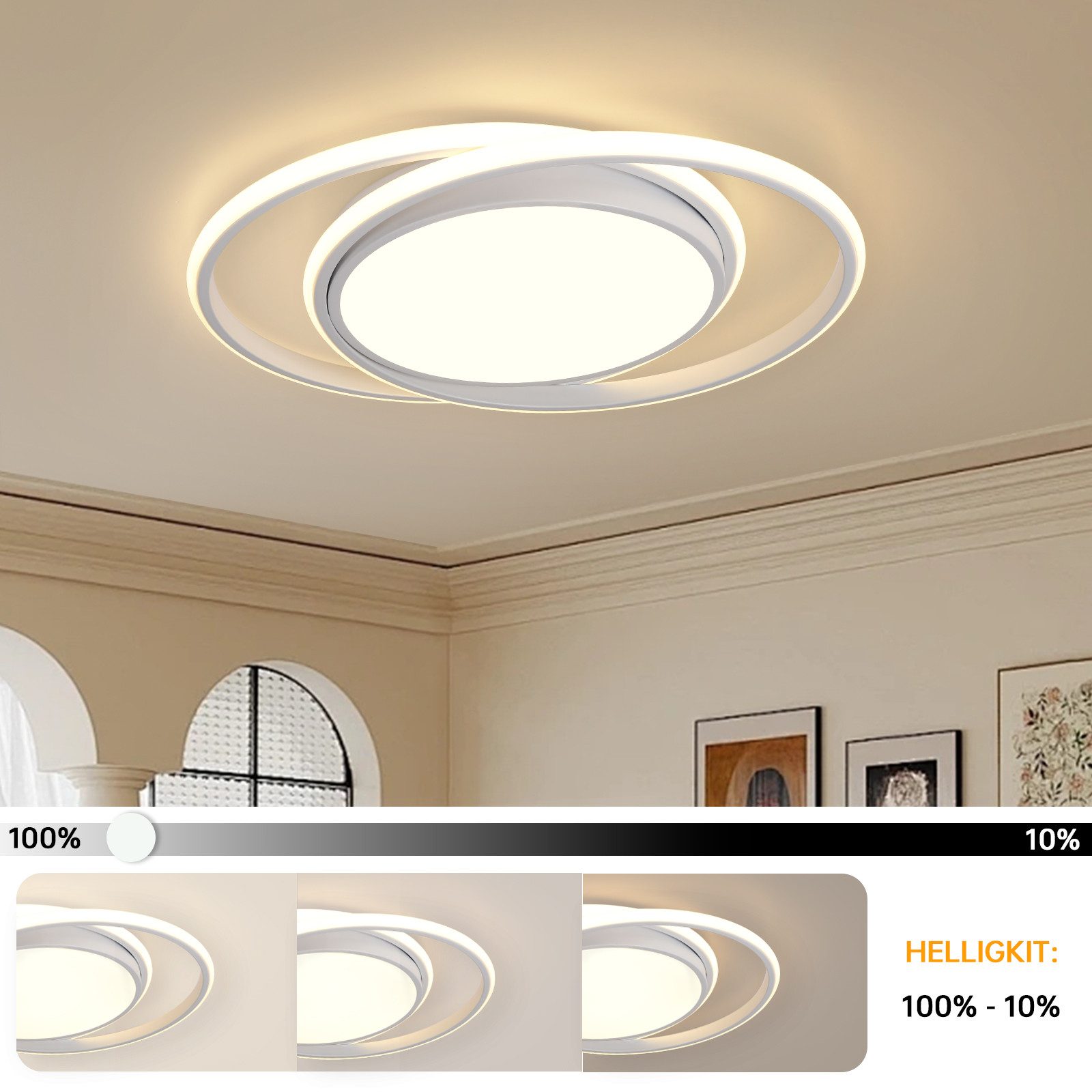 JDONG LED Deckenleuchte Schwarz/Weiß 30/32cm Deckenlampe 4000K 2000LM Neutralweiß Lampe, LED fest integriert, Tageslichtweiß, für Küche Balkon Flur Schlafzimmer Keller Ø30CM/32CM