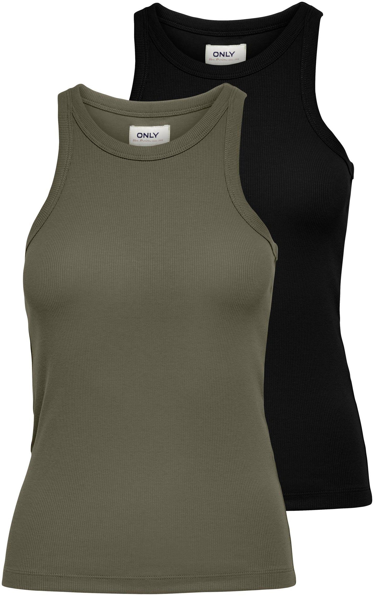 ONLY Tanktop ONLLINDSAY TANK TOP 2 PACK (Packung, 2-tlg) Baumwollmischung