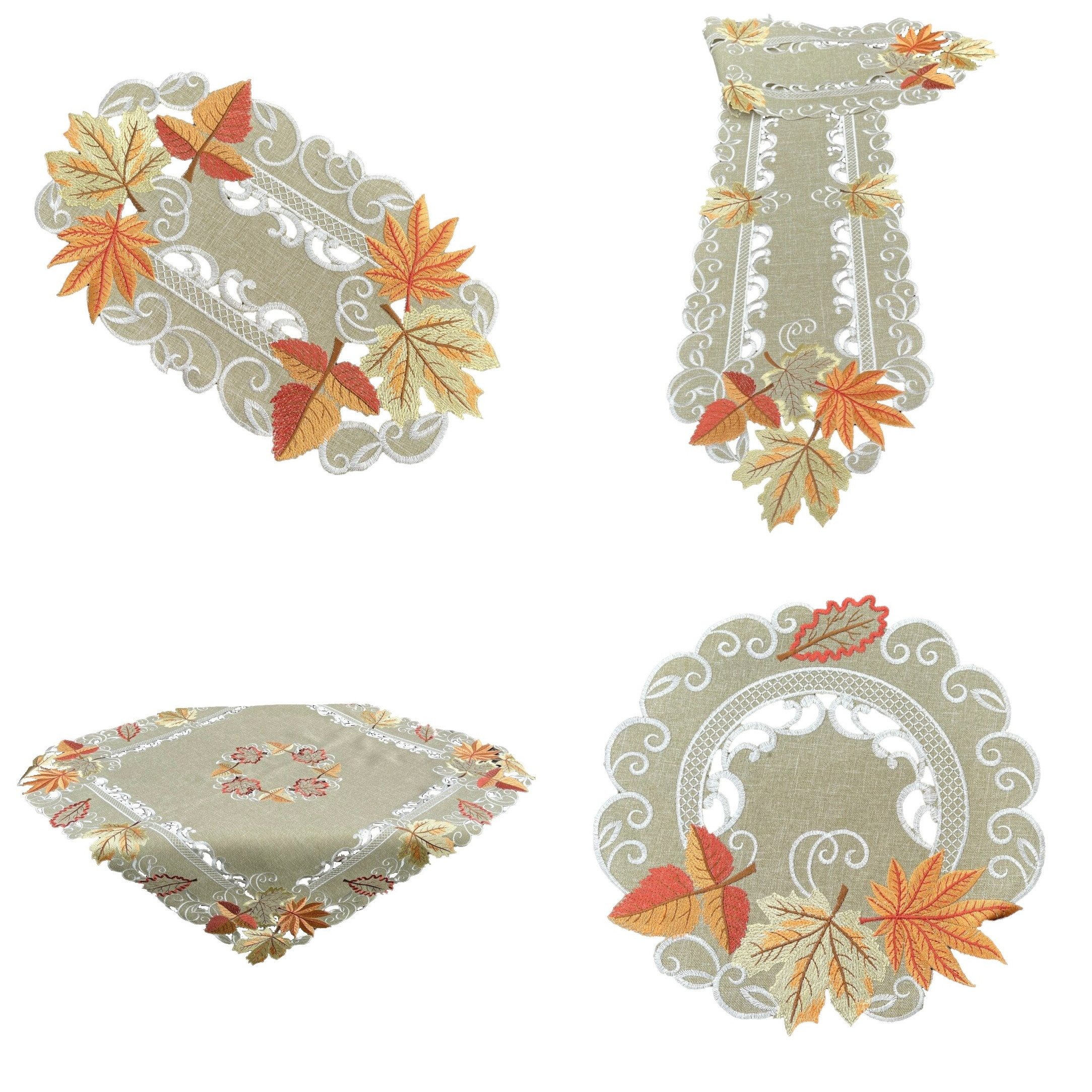 Westernlifestyle Tischdecke Herbst Blätter grün beige