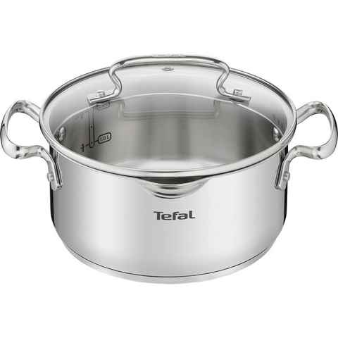 Tefal Kochtopf Duetto+, Edelstahl 18/10, hochglanzpoliert, Glasdeckel mit Siebfunktion