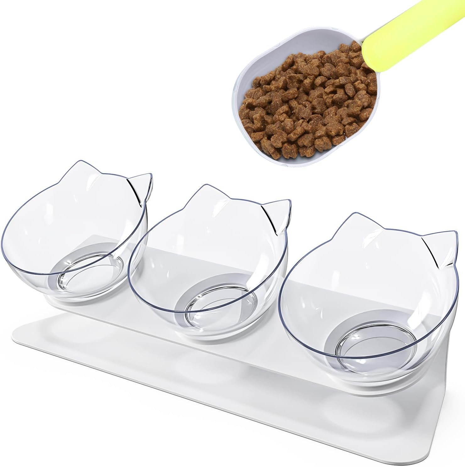 Futternapf 3 in 1 Katzennapf-Set,15° kippbarer Futternapf,rutschfester Futternapf