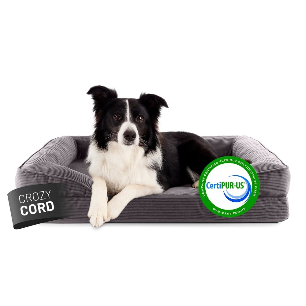 Lumaland Hundebett Hundebett Cord In-& Outdoor M 90x65x18cm grau vakuumiert, Hundesofa orthopädisch Hundekorb Tierbett waschbar hoher Rand