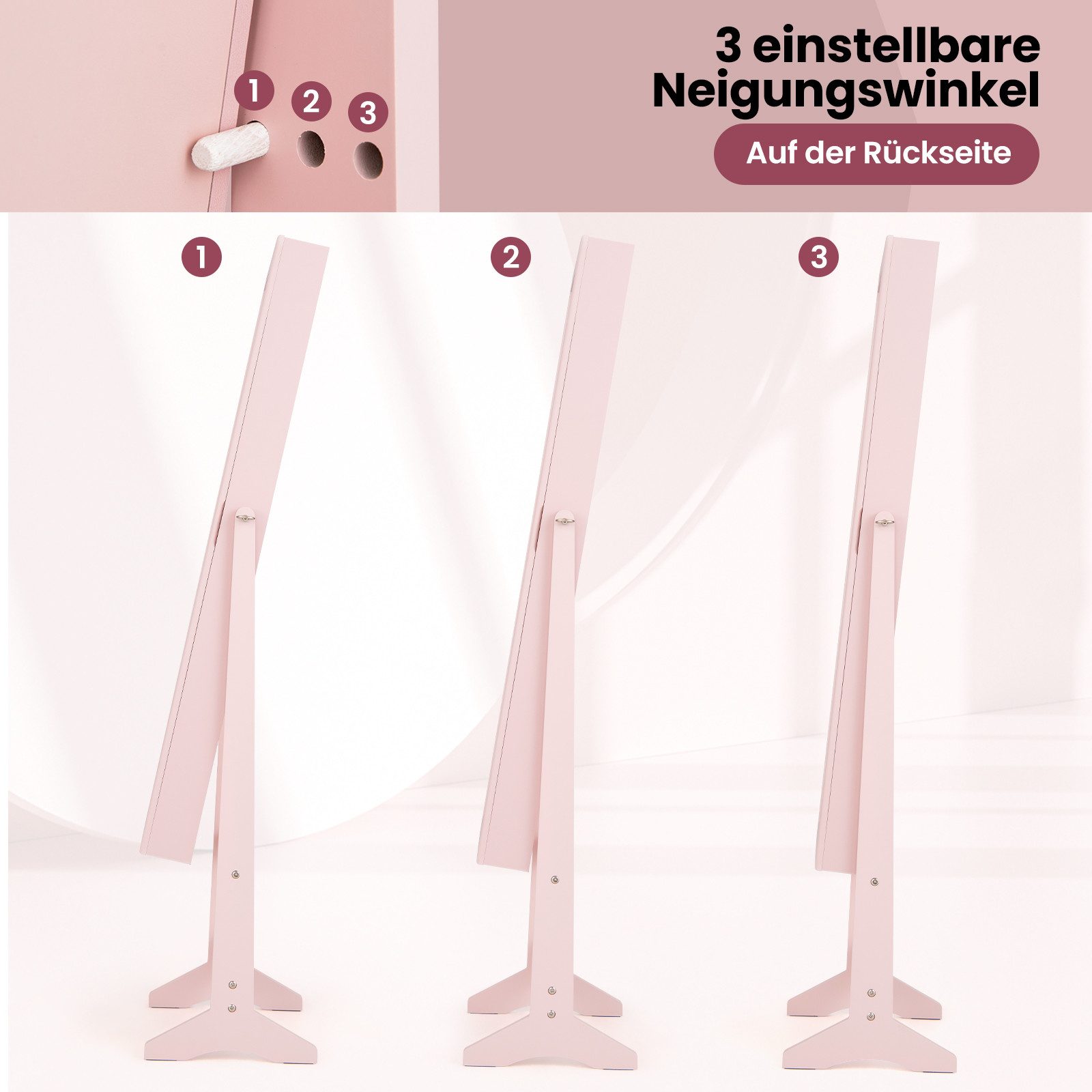 COSTWAY Schmuckregal, mit Ganzkörperspiegel, Schmuckschrank neigbar günstig online kaufen