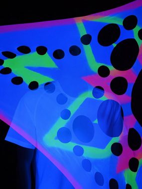 Wandteppich Schwarzlicht Segel Tüll "Progspy Neon Space Star II" Multi 3x1,5m, PSYWORK, UV-aktiv, leuchtet unter Schwarzlicht